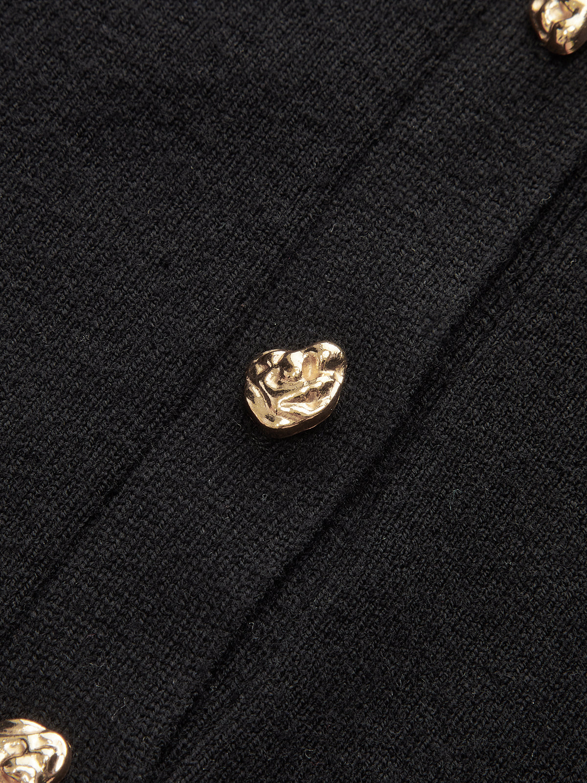 Contrast Cuff Collared Knit Maxi Dress-Chicvia