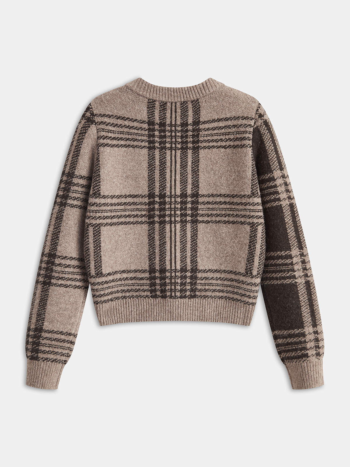 Plaid Wool-Blend Button Cardigan-Chicvia