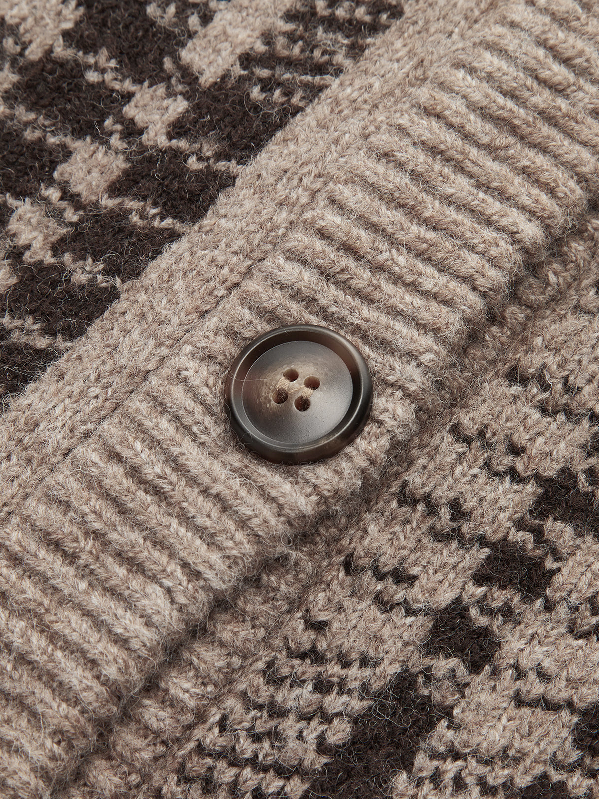 Plaid Wool-Blend Button Cardigan-Chicvia