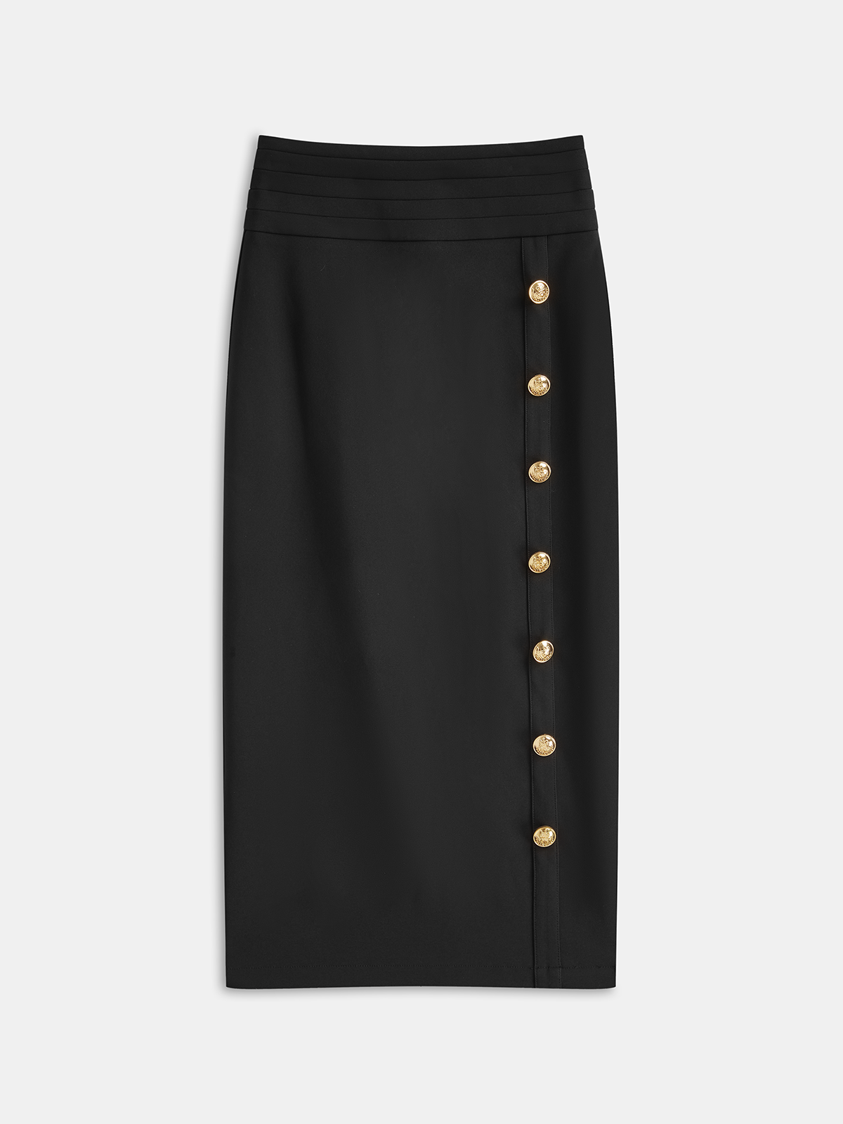 Metal Decor Midi Pencil Skirt-Chicvia