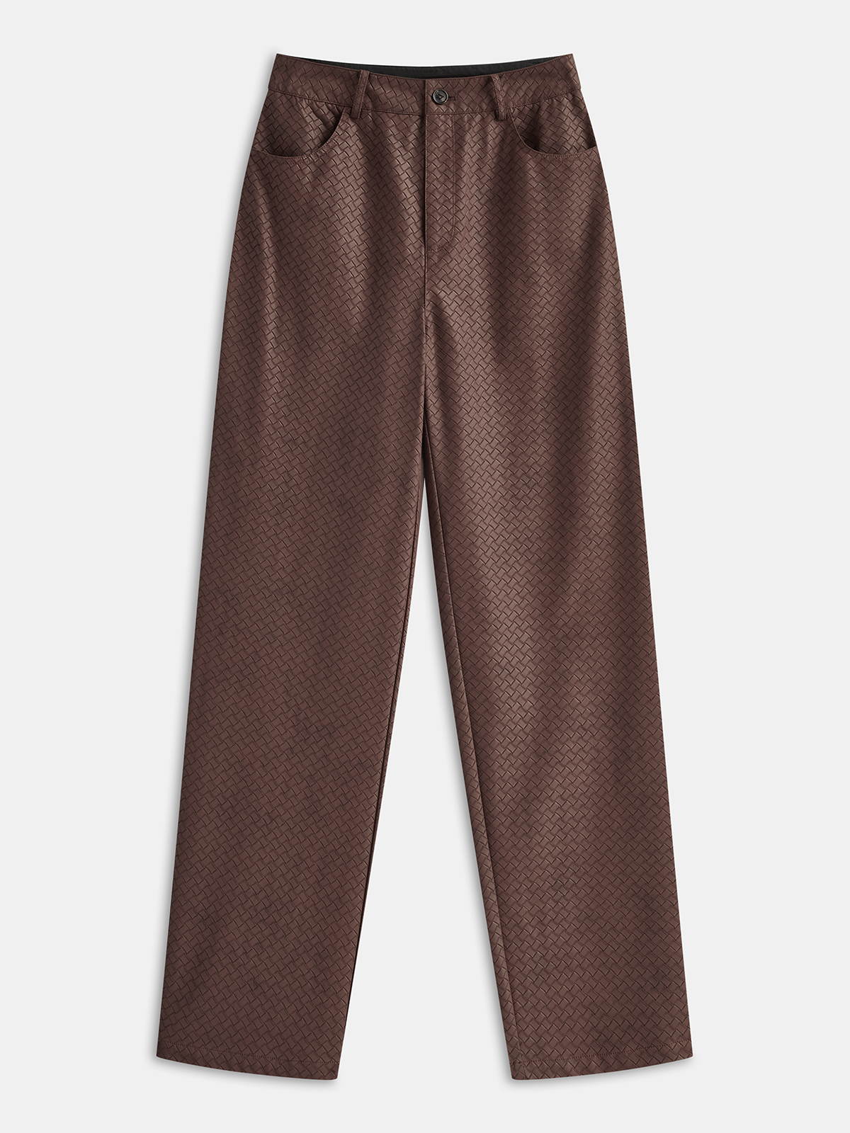 Faux Leather Woven-Patterned Pants-Chicvia