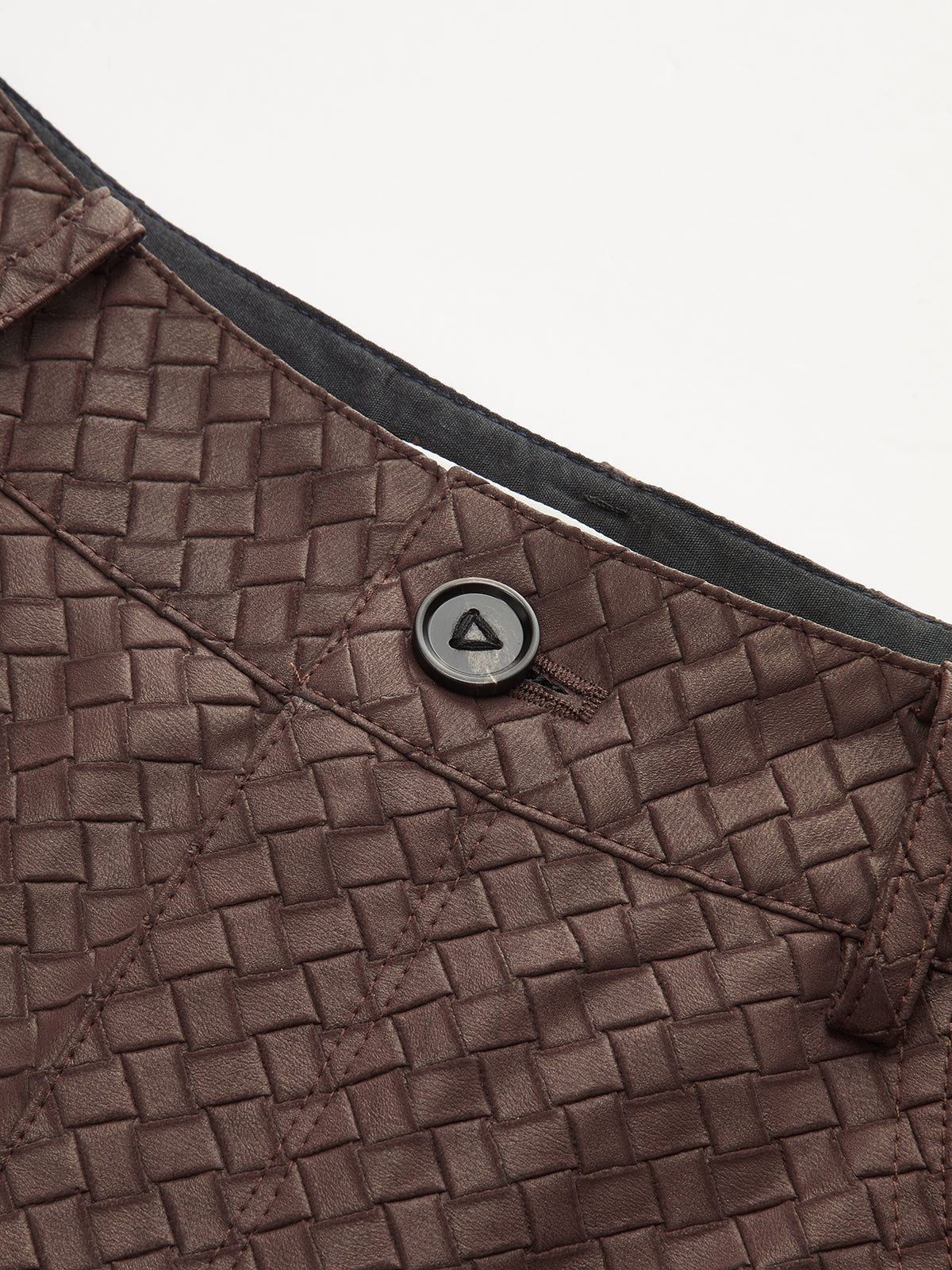 Faux Leather Woven-Patterned Pants-Chicvia