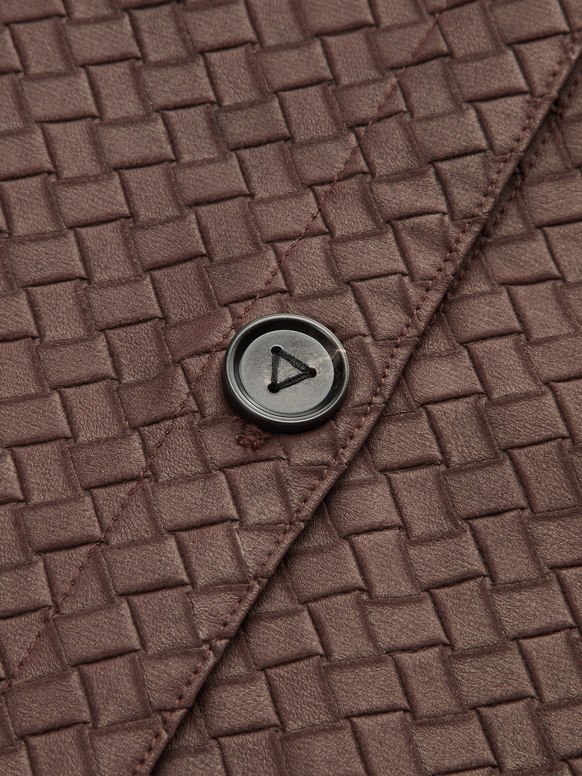 Faux Leather Woven-Patterned Shirt-Chicvia