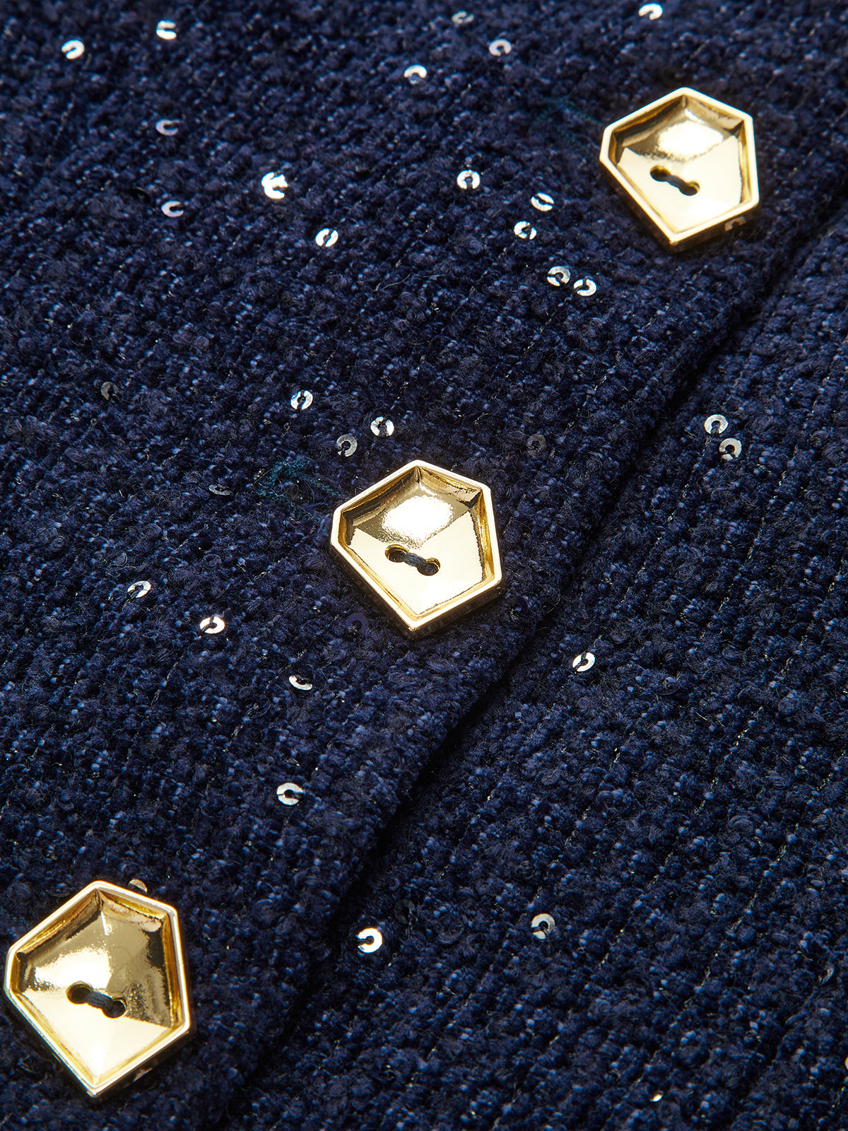 Metal Button Sequin Tweed Strapless Vest-Chicvia