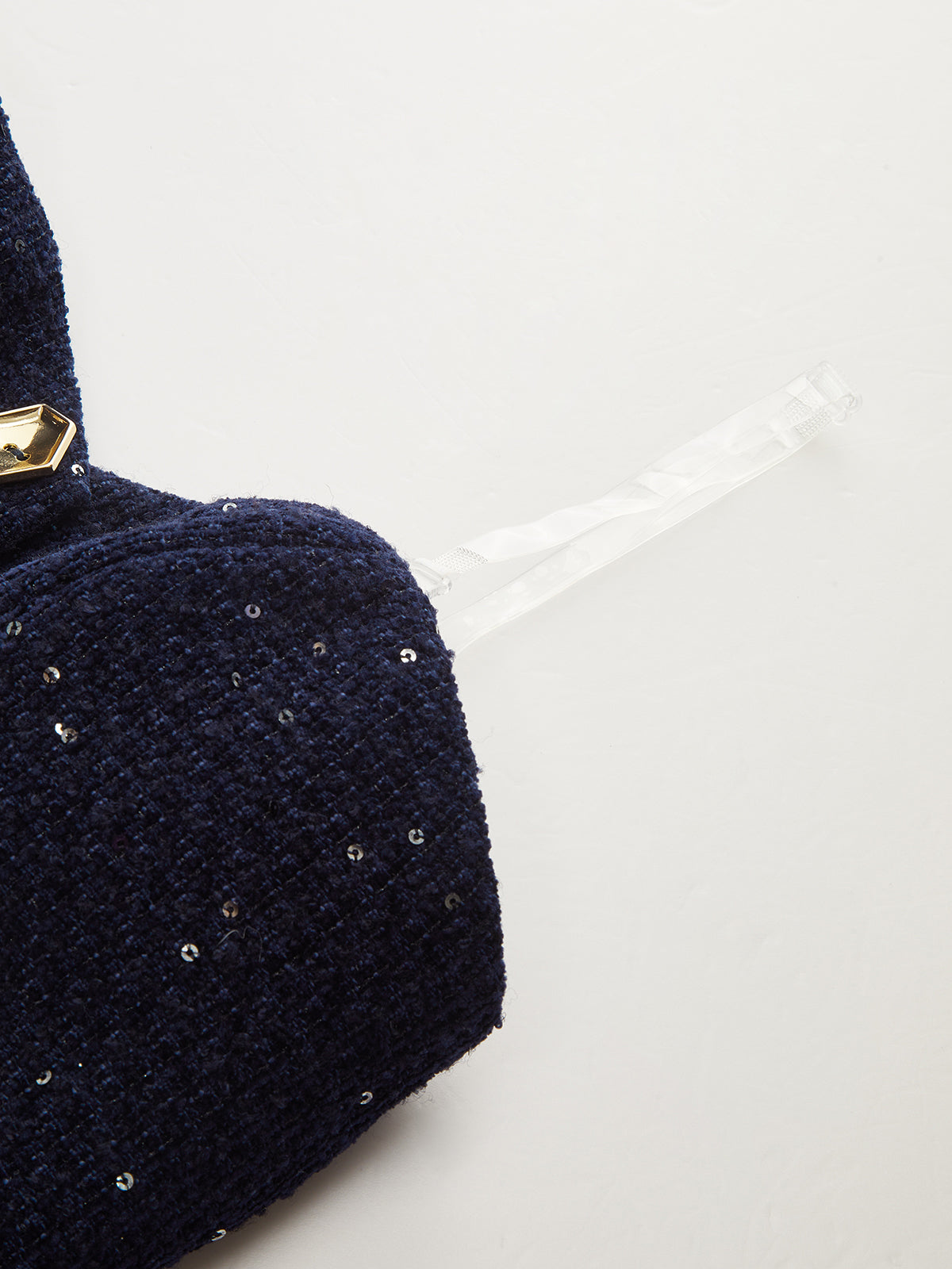 Metal Button Sequin Tweed Strapless Vest-Chicvia