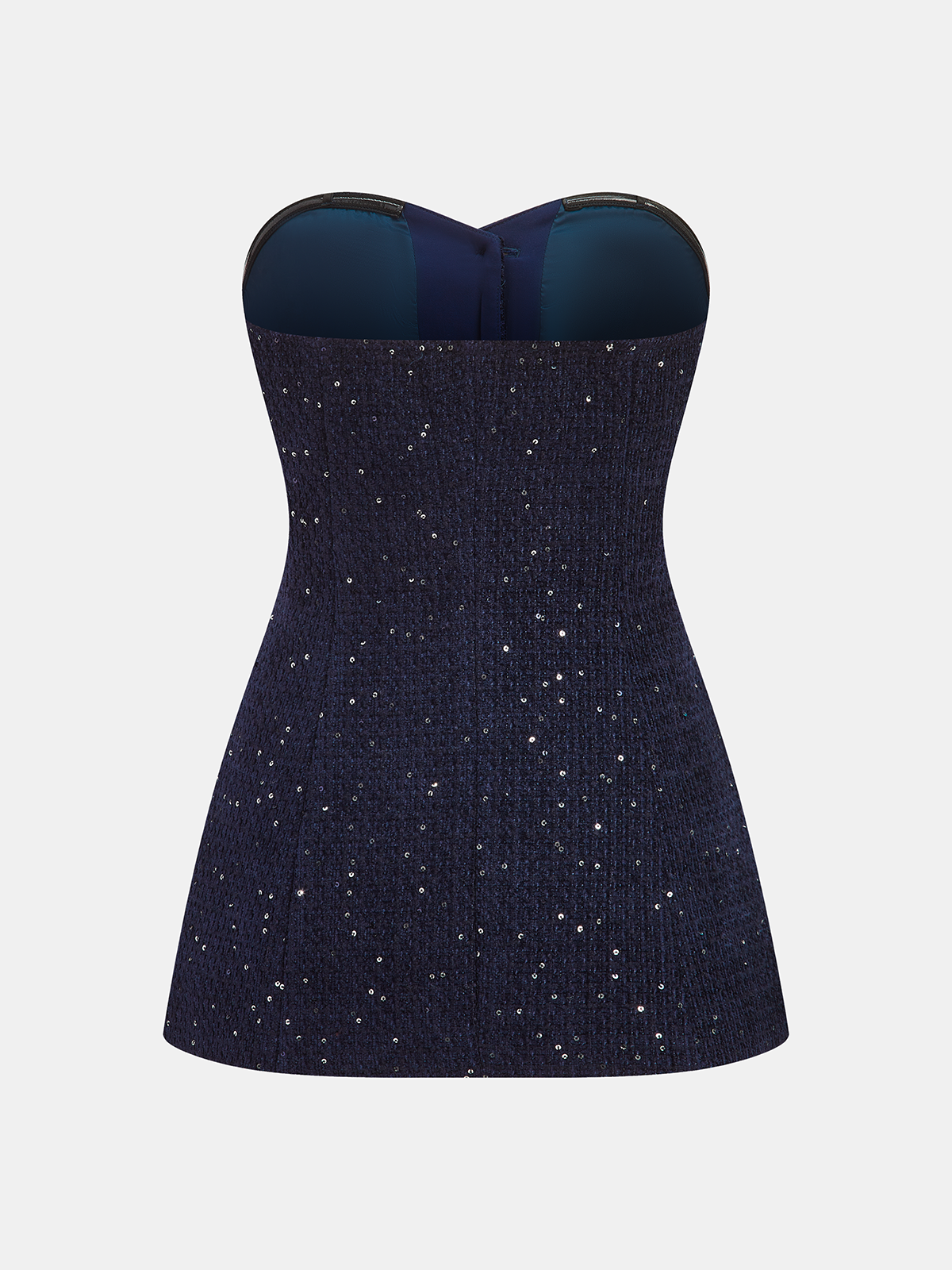 Metal Button Sequin Tweed Strapless Vest-Chicvia