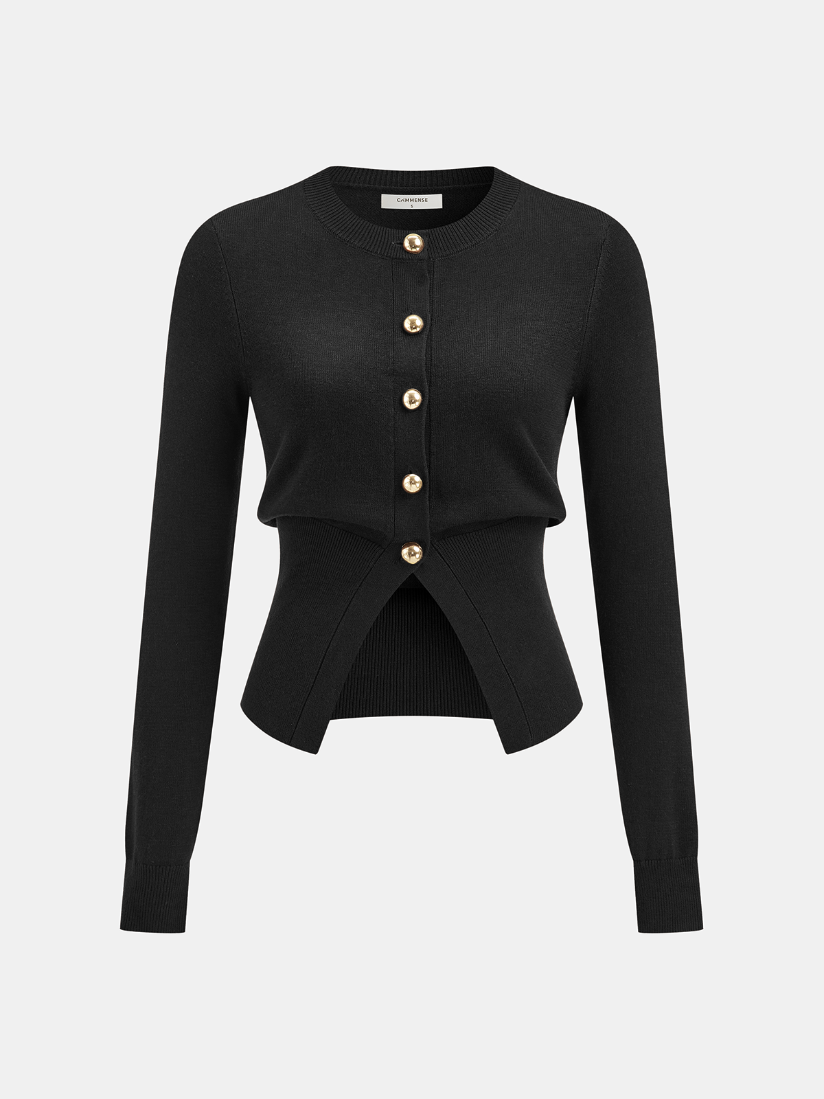 Metal Button Knit Cardigan-Chicvia