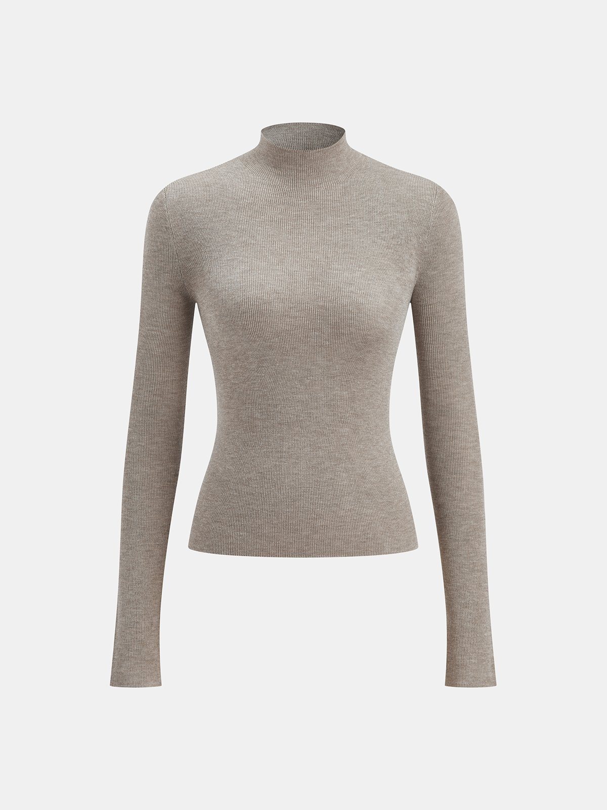 Mock Neck Wool-Blend Knit Top-Chicvia