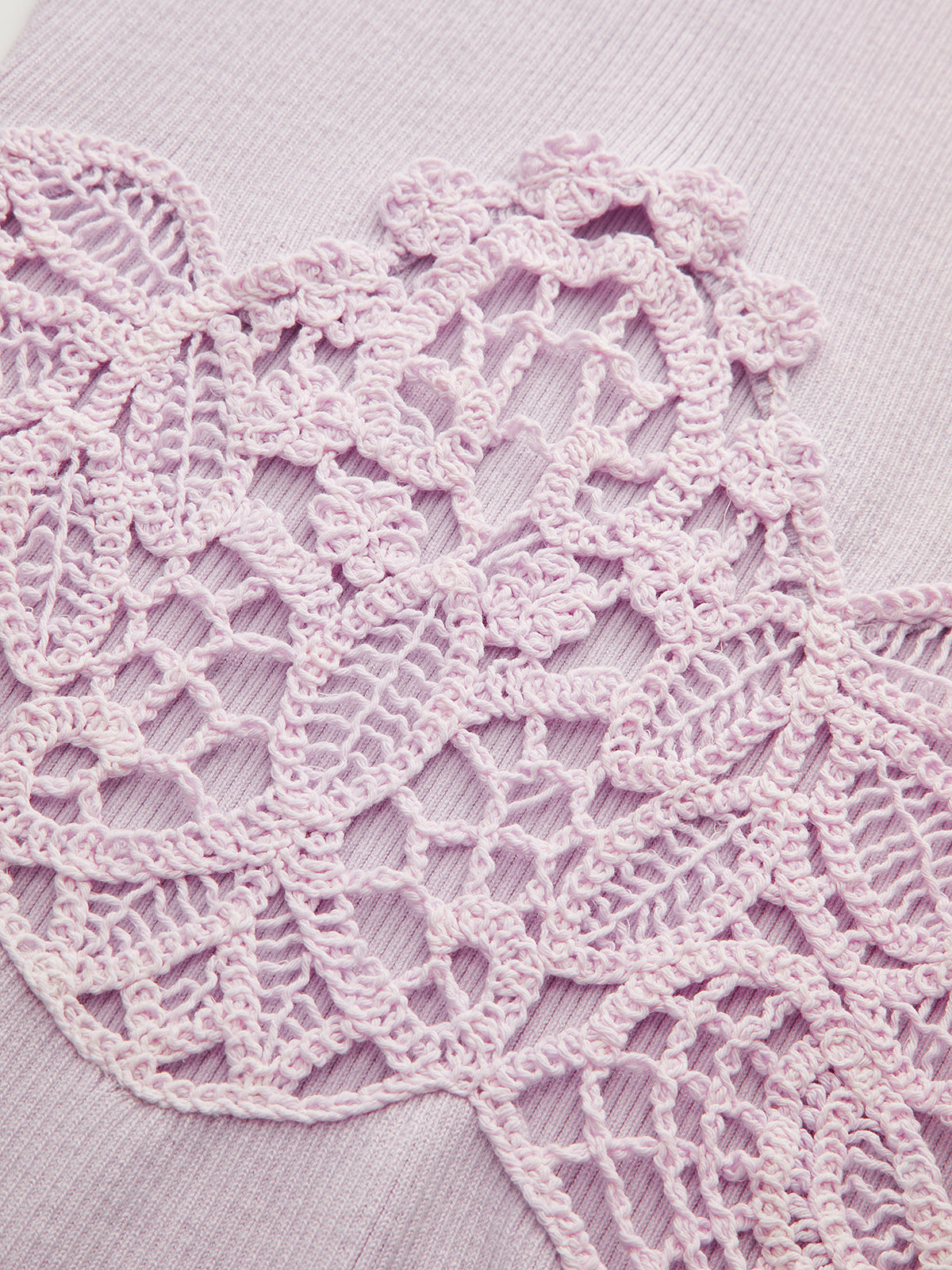 Crochet Lace Panel Rib-Knit Maxi Dress-Chicvia