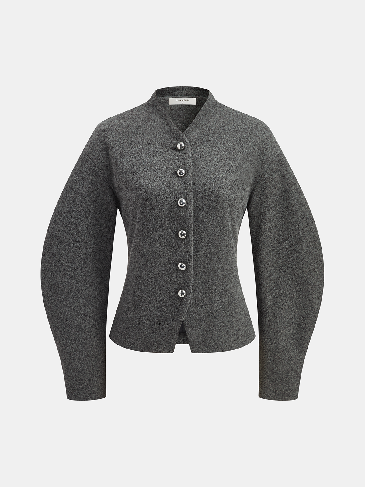 Curved Sleeve Tweed Jacket-Chicvia