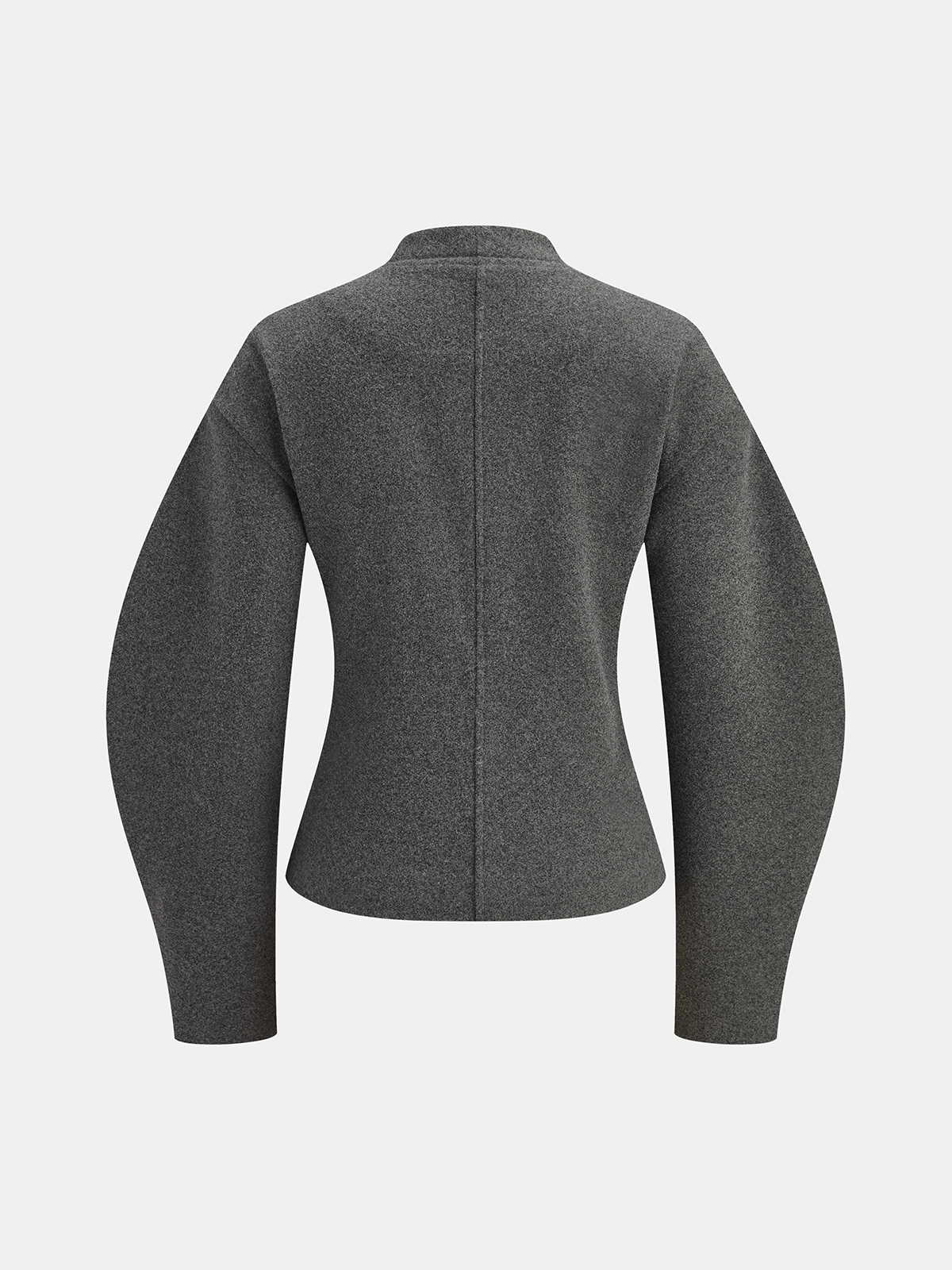 Curved Sleeve Tweed Jacket-Chicvia