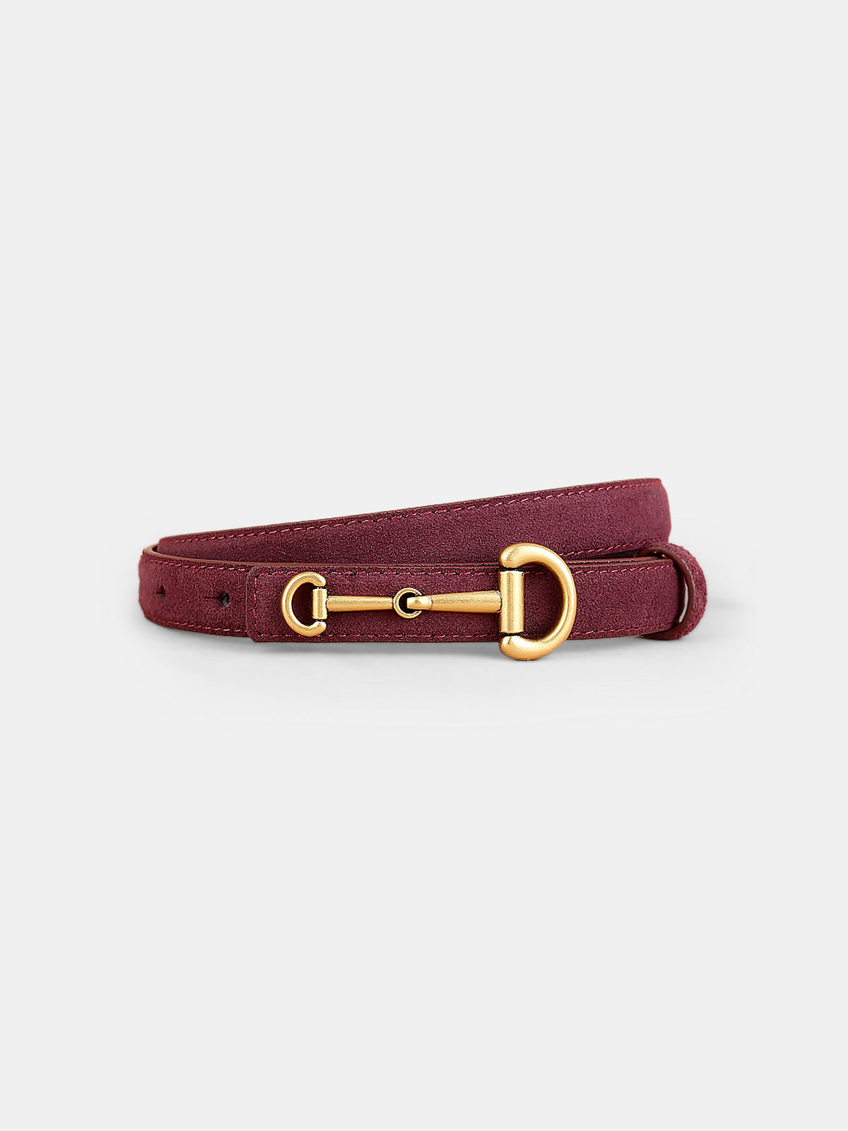 Horsebit Buckle Suede Effect Thin Belt-Chicvia