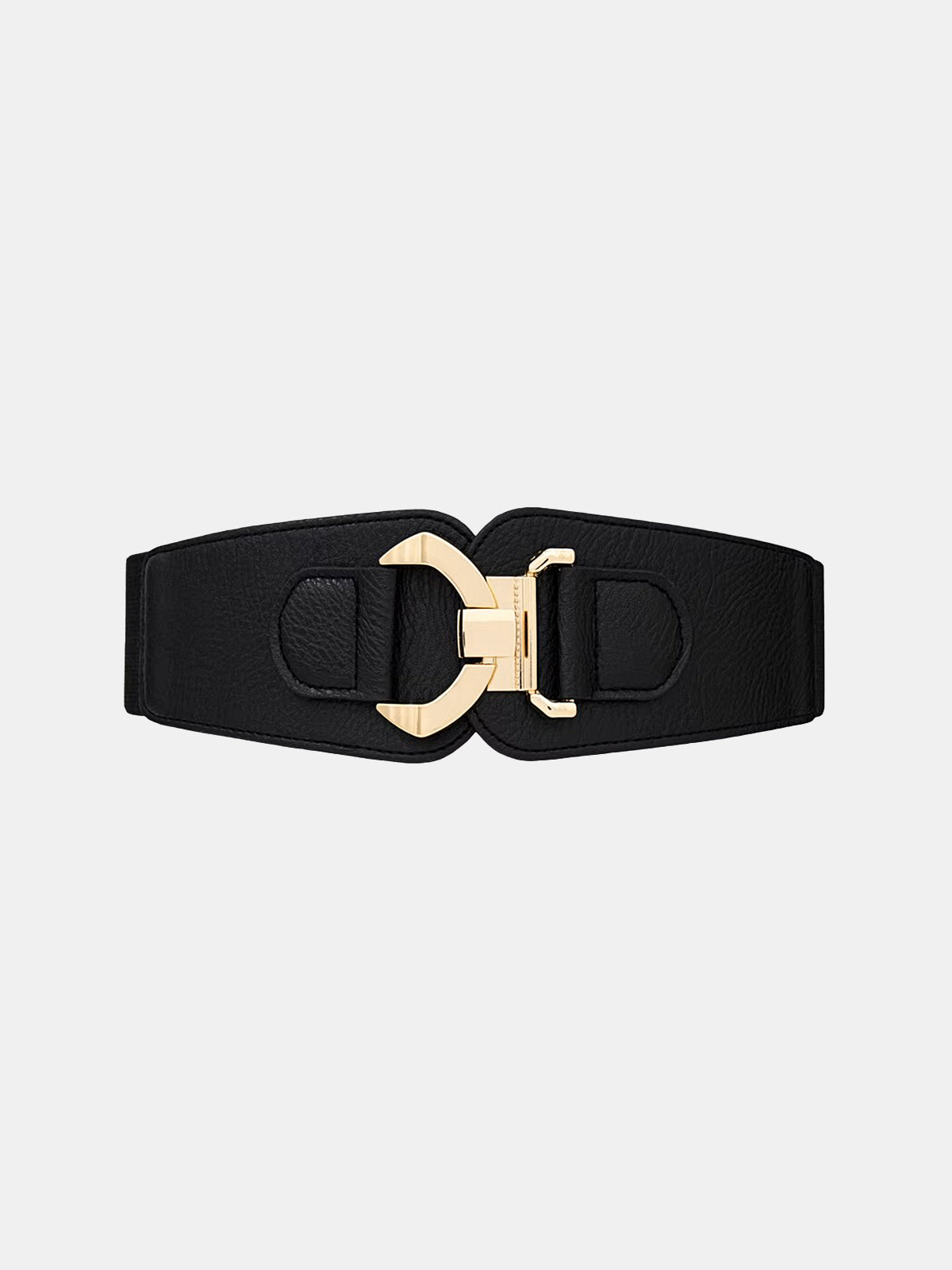 Elastic Faux Leather Wide Waist Belt-Chicvia
