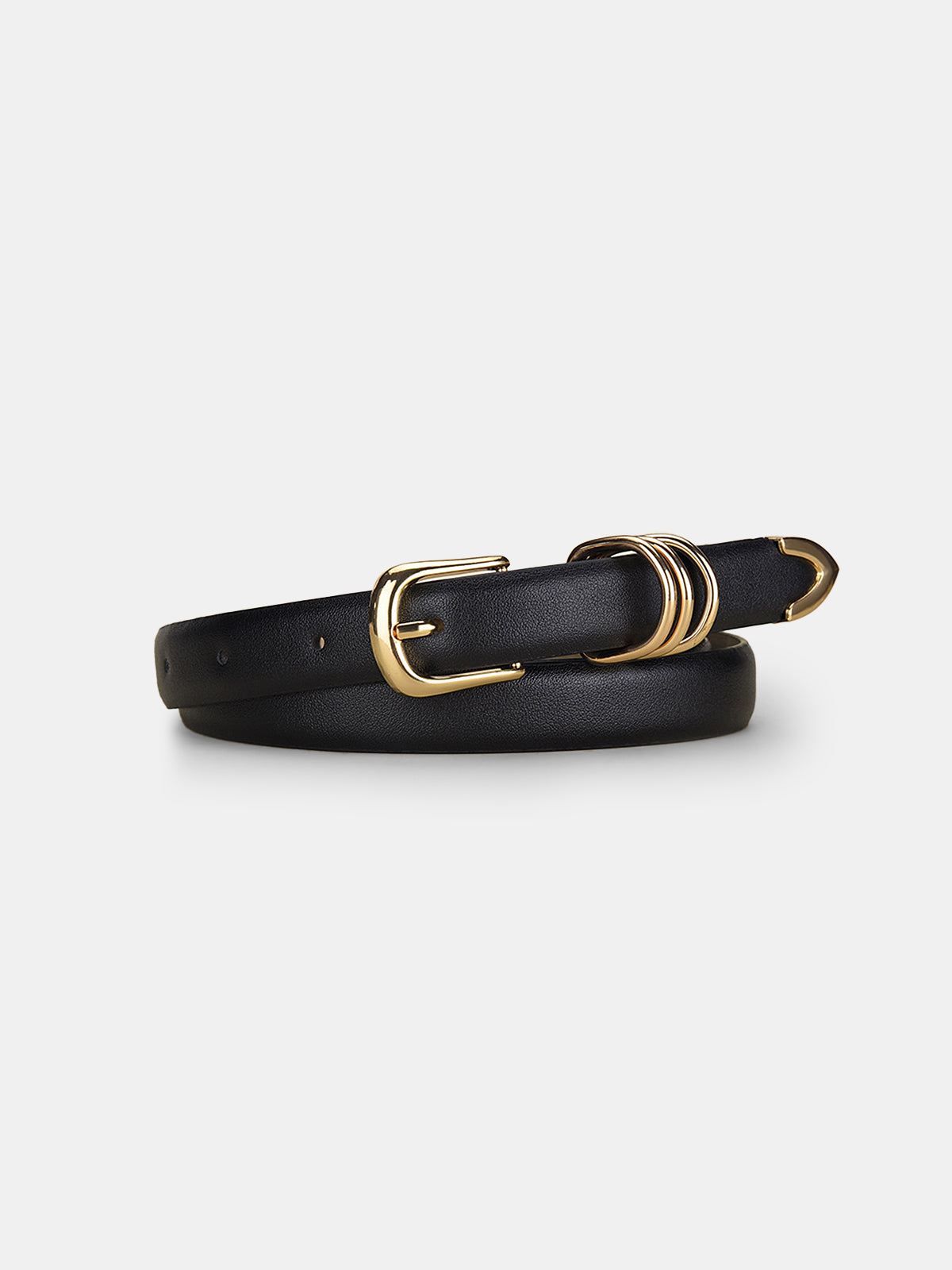 Gold Buckle Minimalist Faux Leather Belt-Chicvia