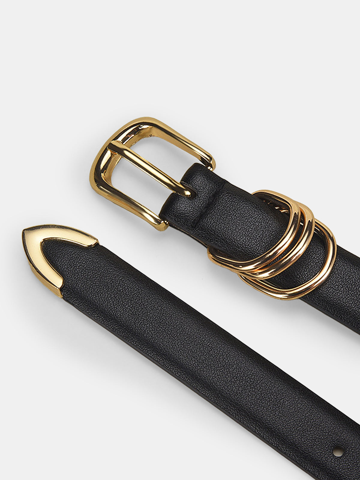 Gold Buckle Minimalist Faux Leather Belt-Chicvia