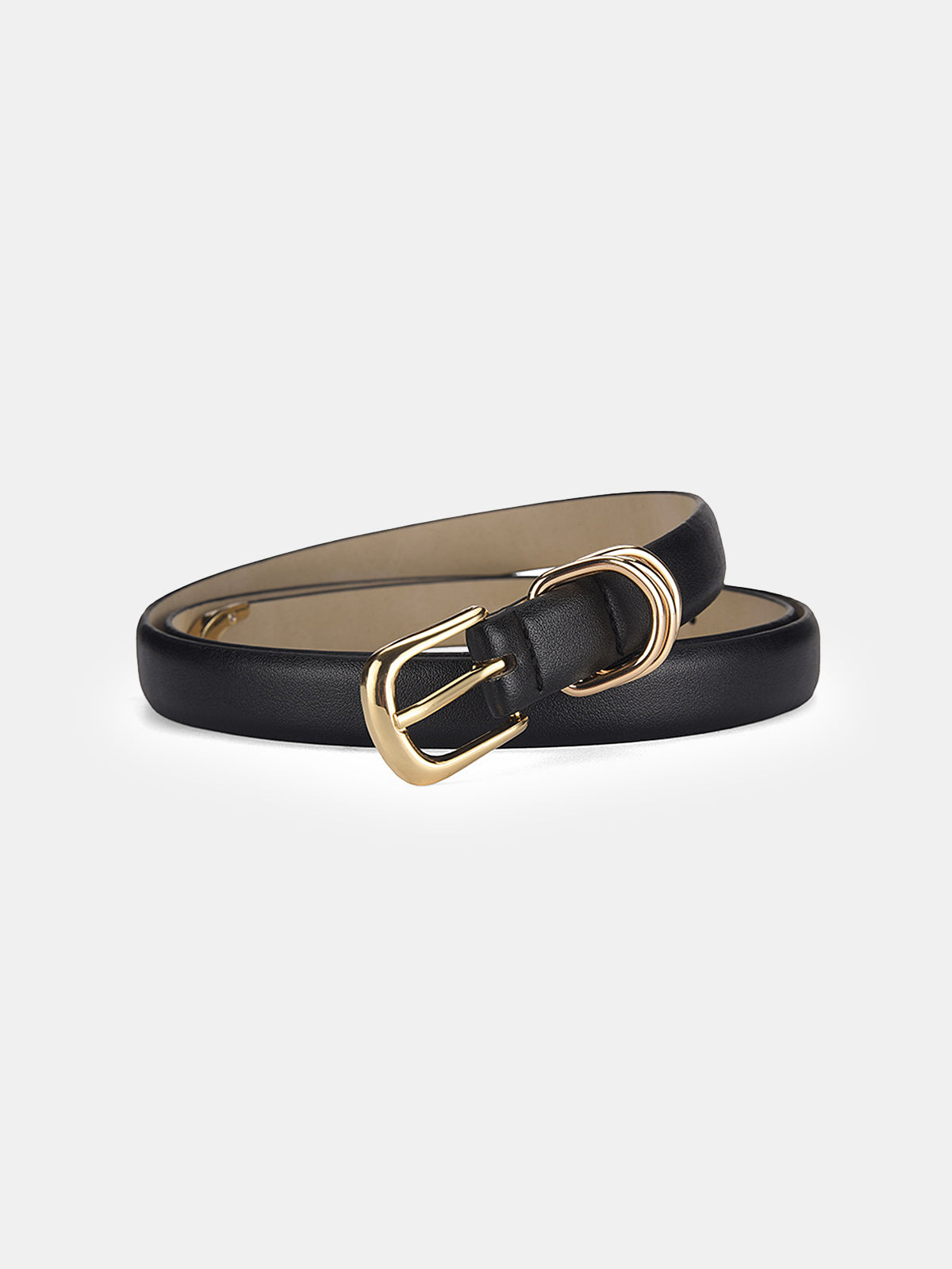 Gold Buckle Minimalist Faux Leather Belt-Chicvia