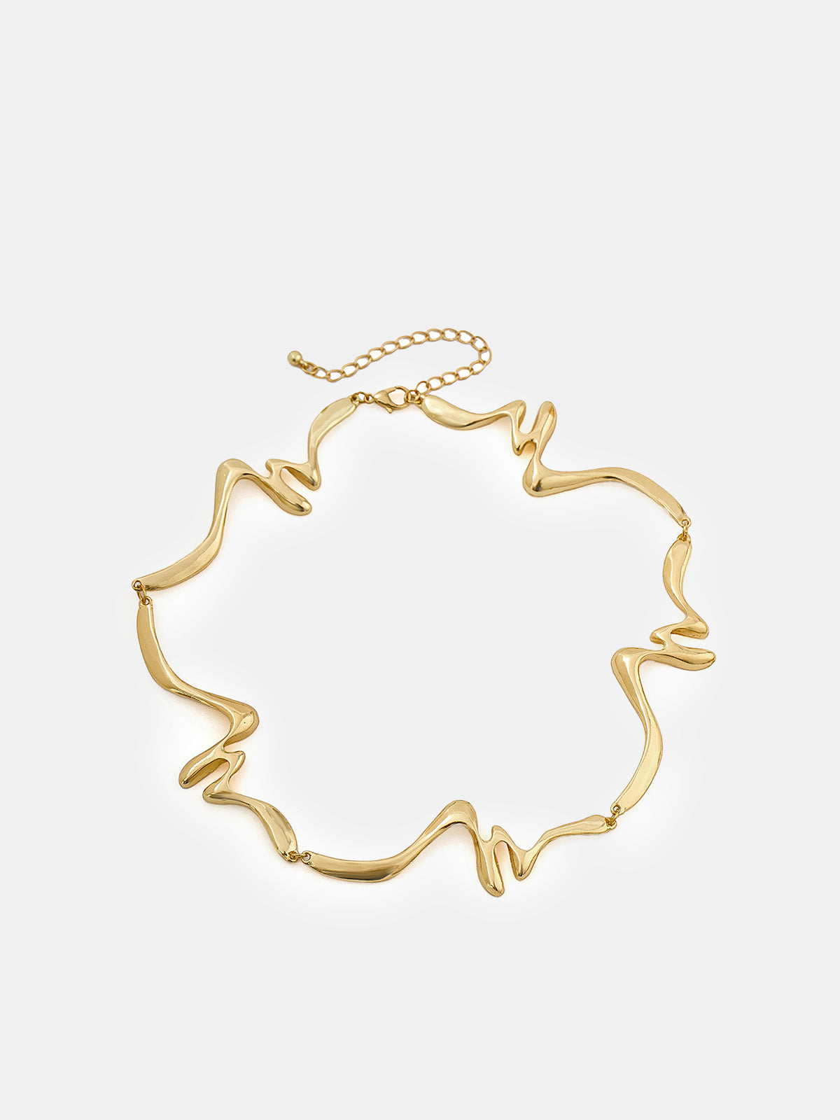 Geometric Wave Statement Choker Necklace-Chicvia