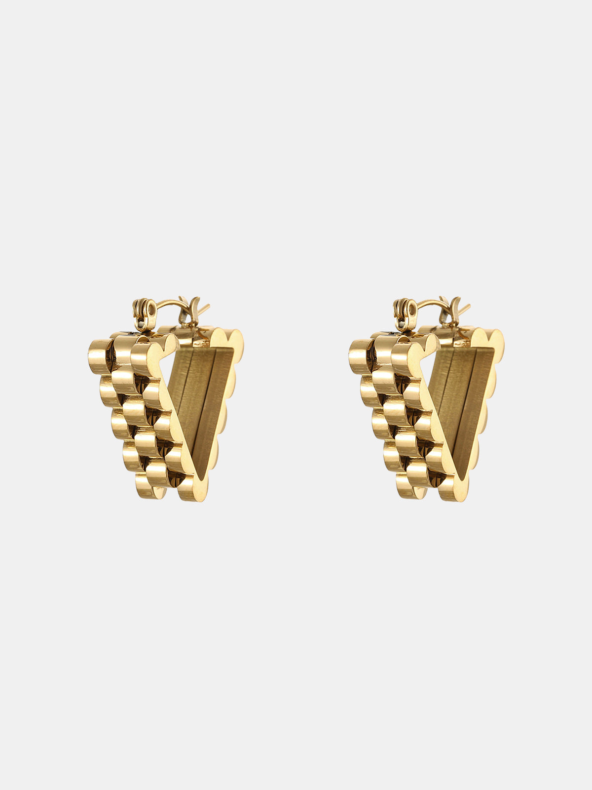 Golden Gear Triangle Earrings-Chicvia
