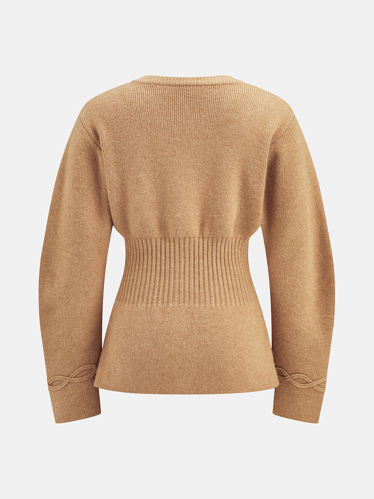 Cinched Waist Cable Knit Cardigan-Chicvia