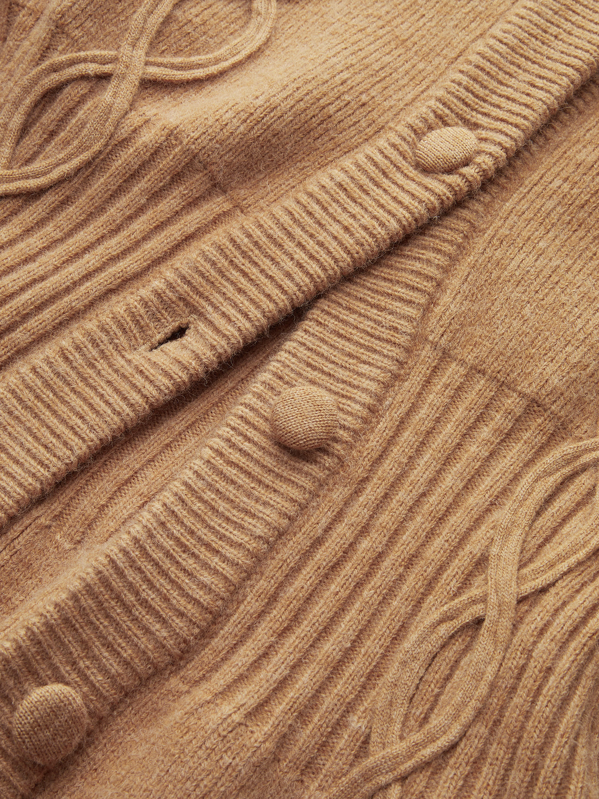 Cinched Waist Cable Knit Cardigan-Chicvia