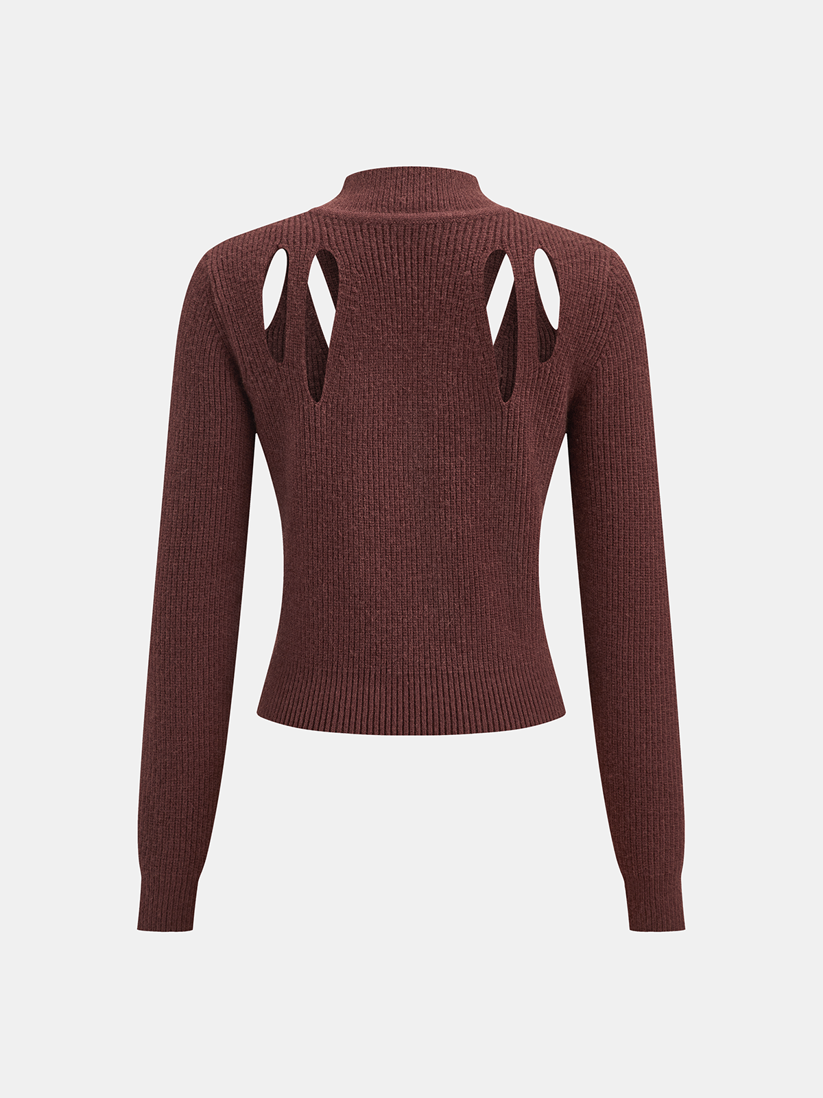 Cut-Out Mock Neck Knitted Sweater-Chicvia