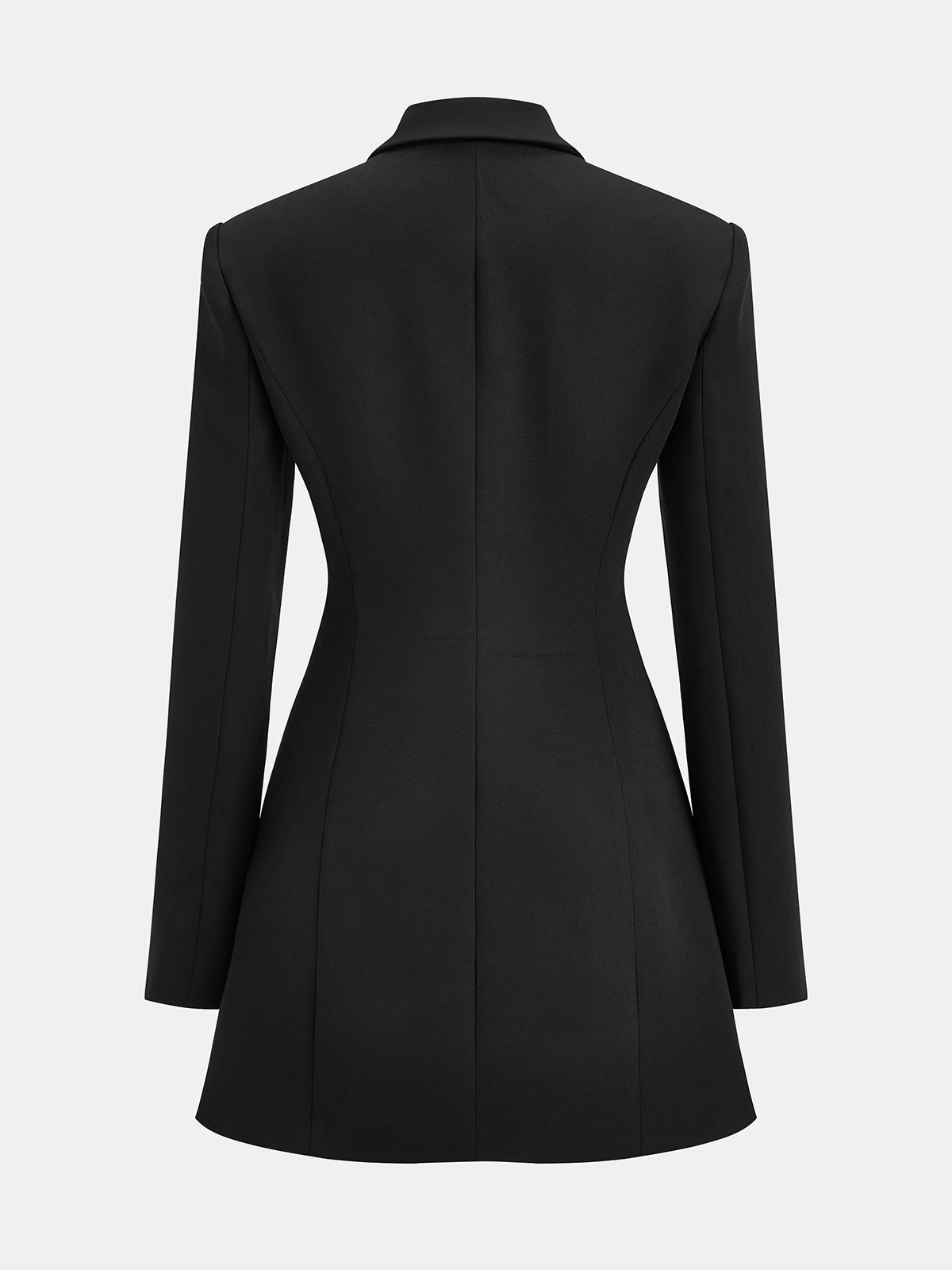 Buttoned Collared Tailored Blazer Dress-Chicvia