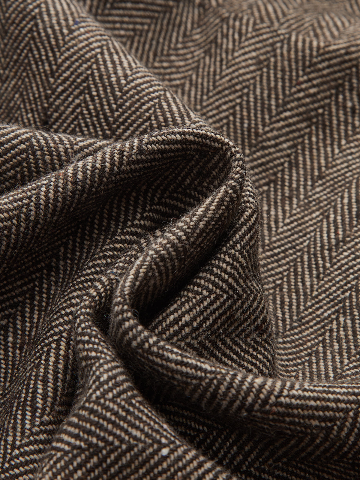 Mid-Waist Herringbone Curved-Leg Pants-Chicvia