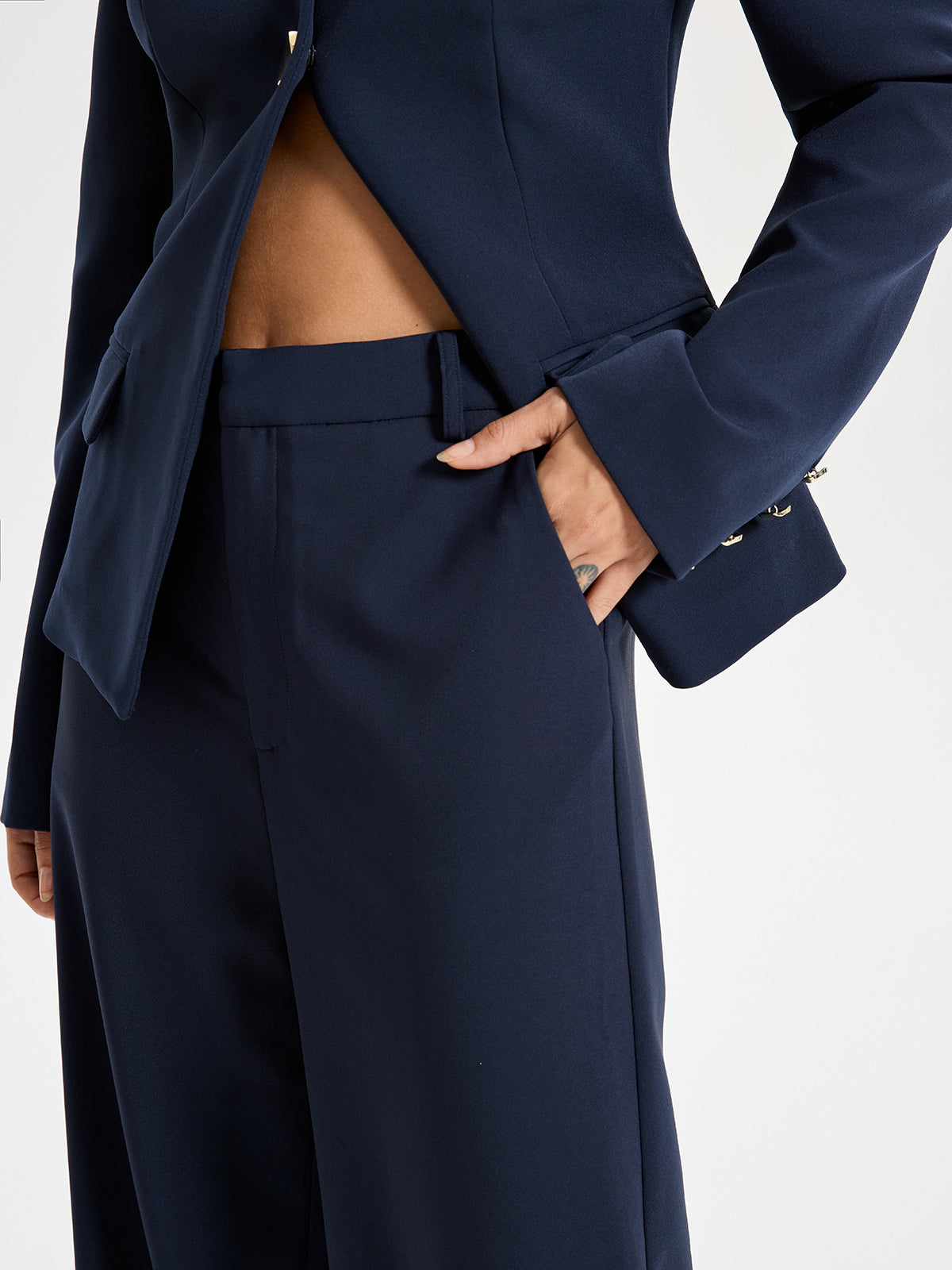 High-Waist Straight-Leg Pants-Chicvia