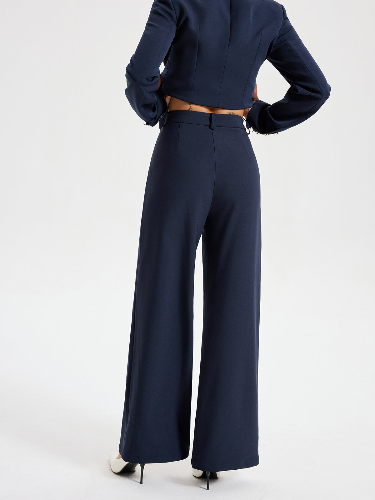 High-Waist Straight-Leg Pants-Chicvia