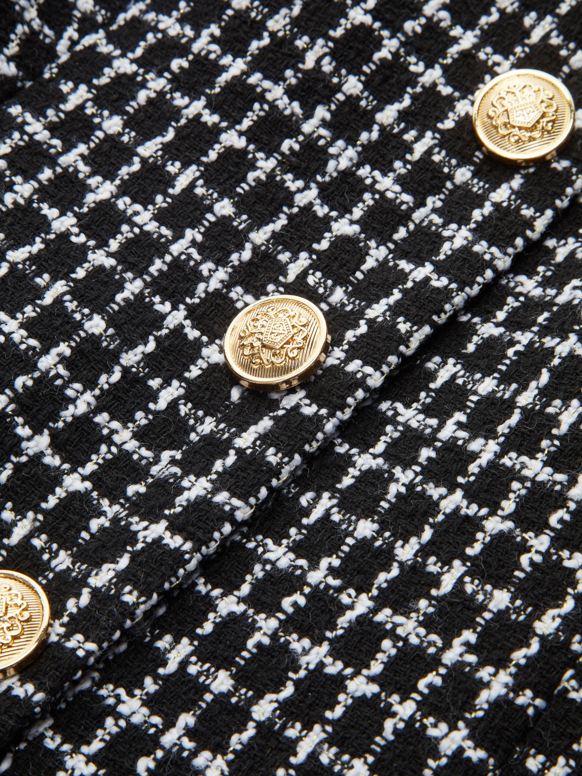 Plaid Metal Button A-Line Mini Dress-Chicvia