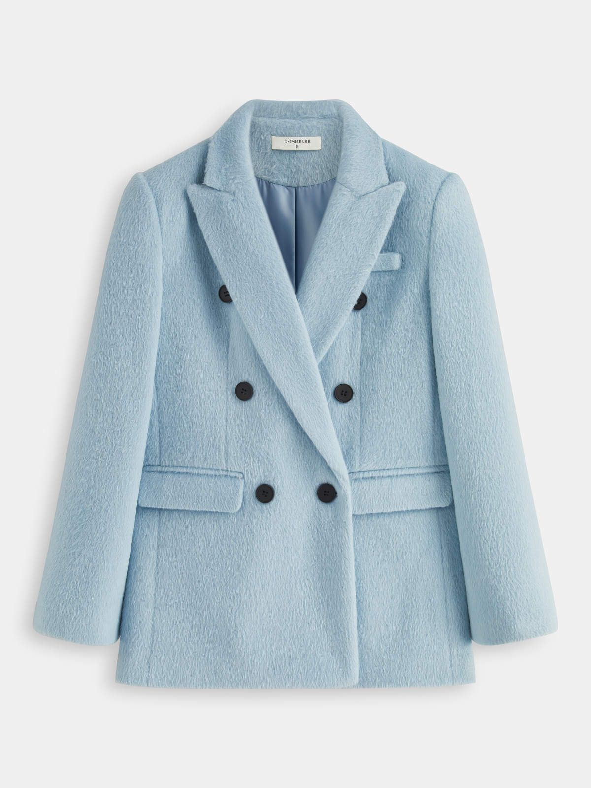 Double-Breasted Fuzzy Blazer-Chicvia