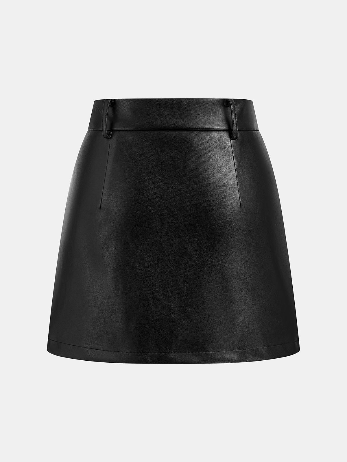 Faux Leather Slit Mini Skirt-Chicvia