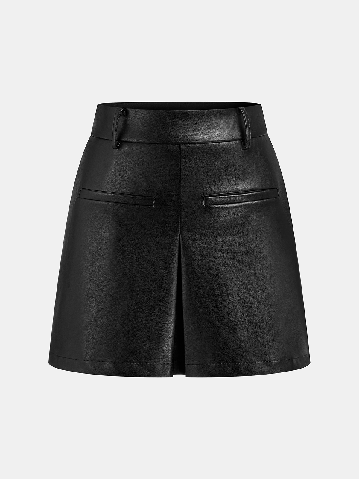Faux Leather Slit Mini Skirt-Chicvia