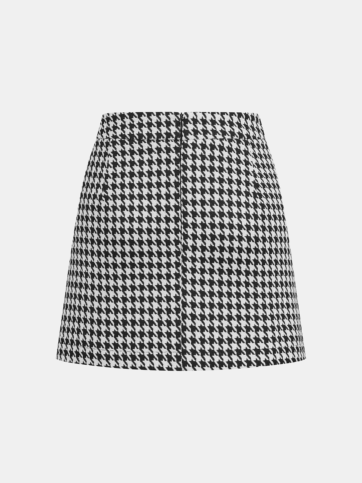 Houndstooth Buttoned Vest and Mini Skirt Set-Chicvia