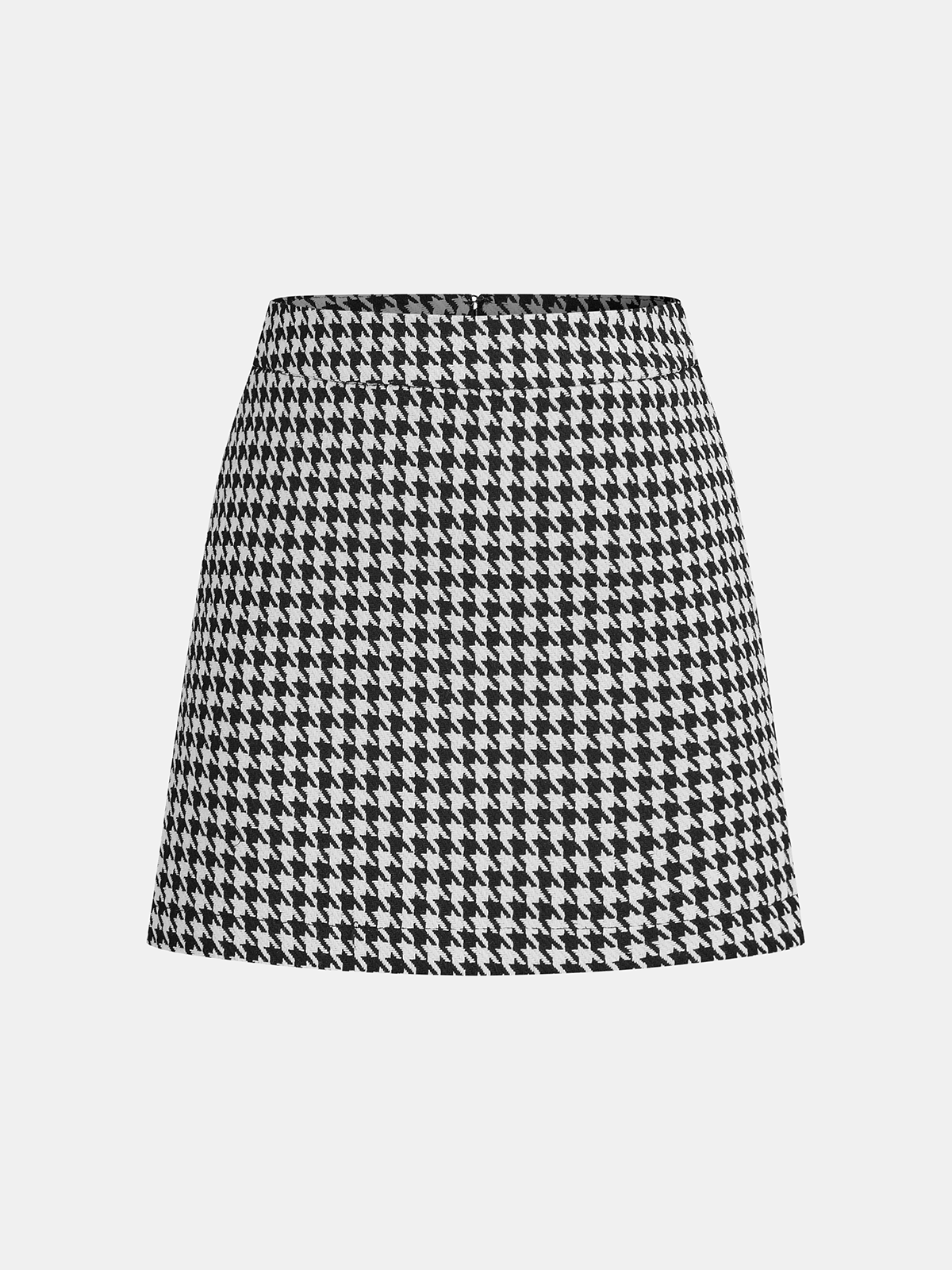 Houndstooth Buttoned Vest and Mini Skirt Set-Chicvia