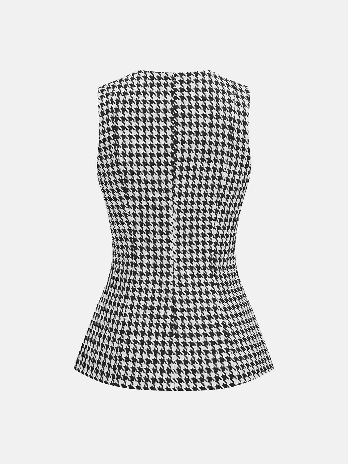 Houndstooth Buttoned Vest and Mini Skirt Set-Chicvia