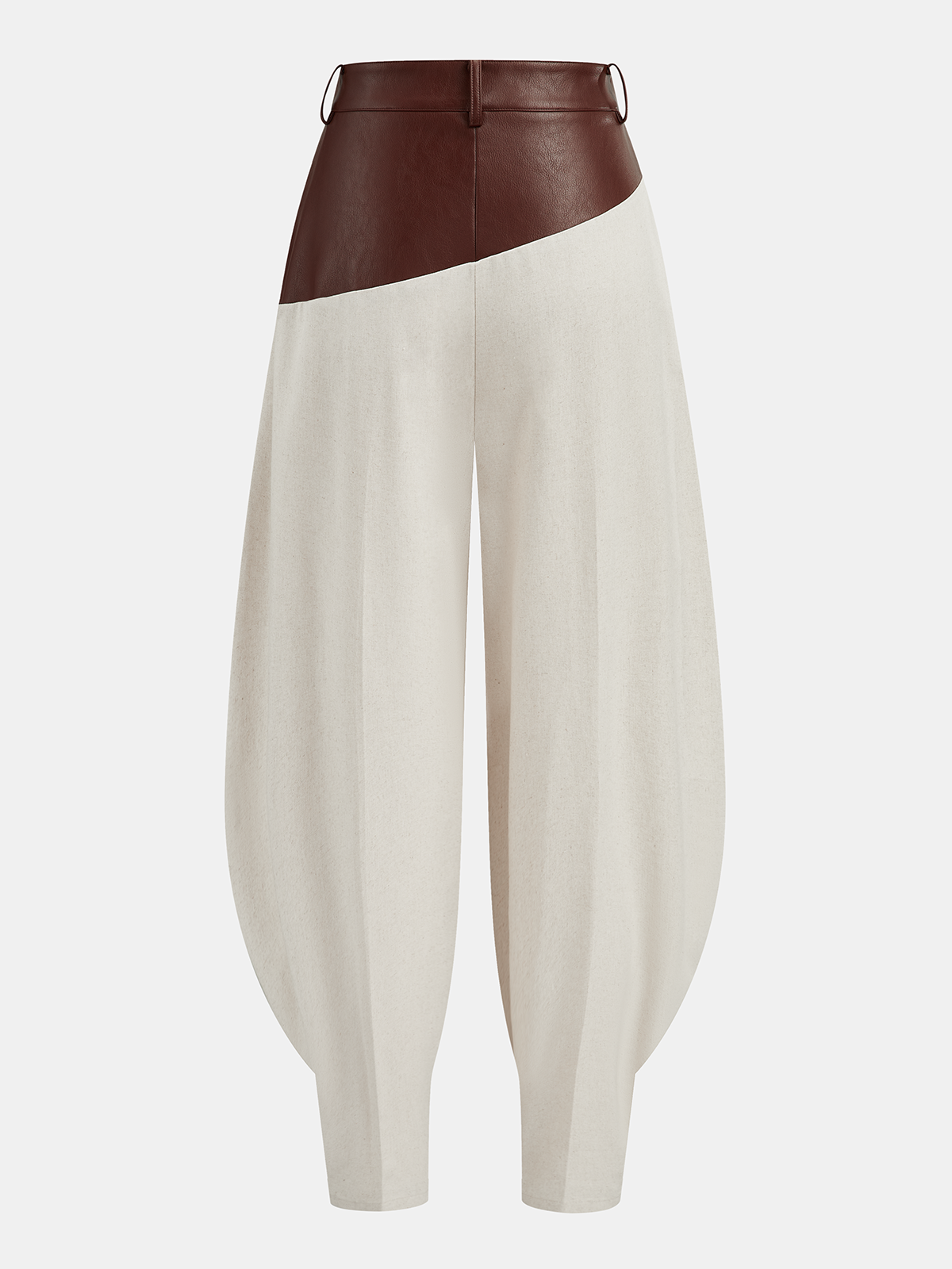 Faux Leather Paneled Balloon Pants-Chicvia