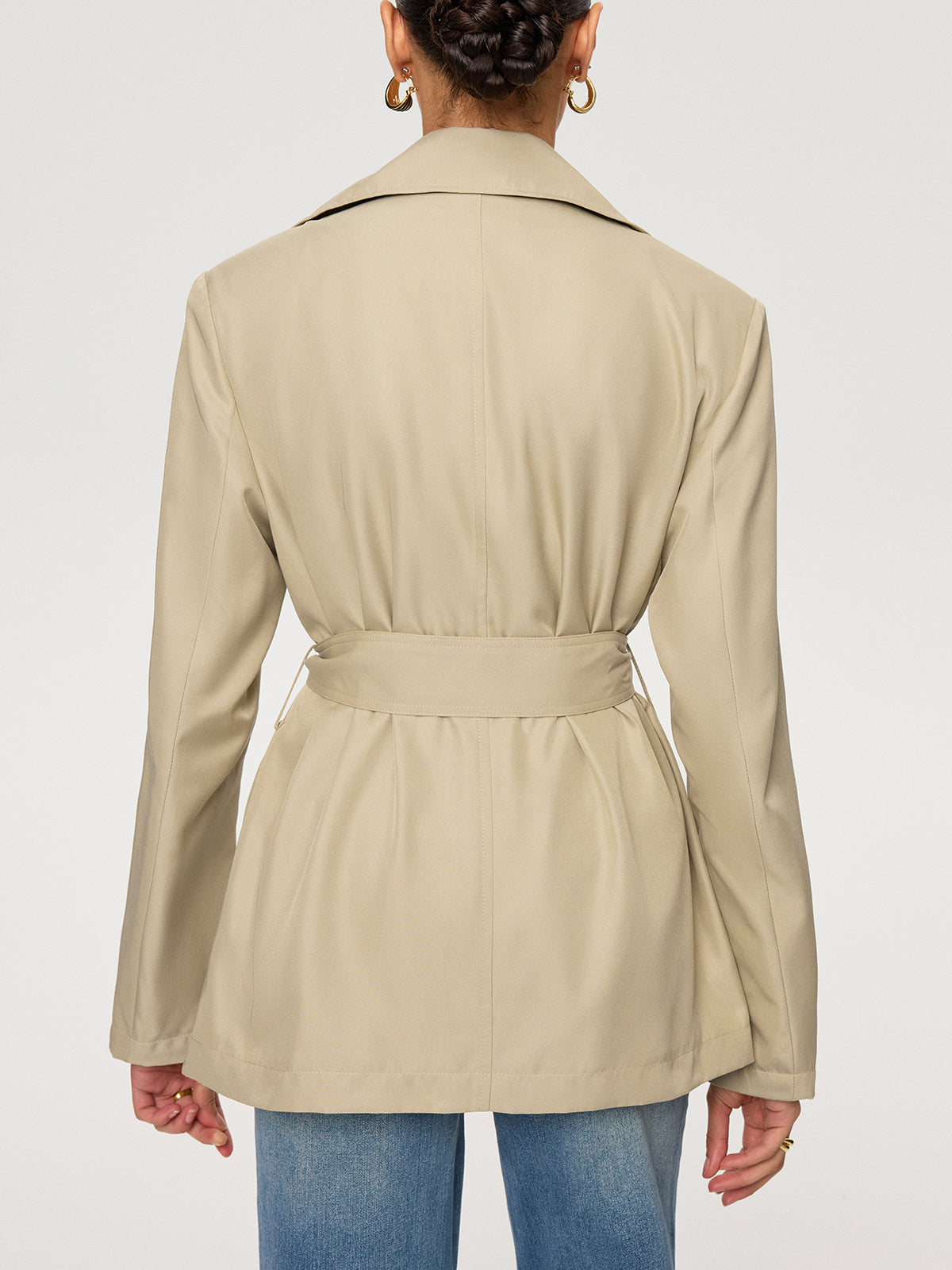 Double-Breasted Belted Trench Coat-Chicvia