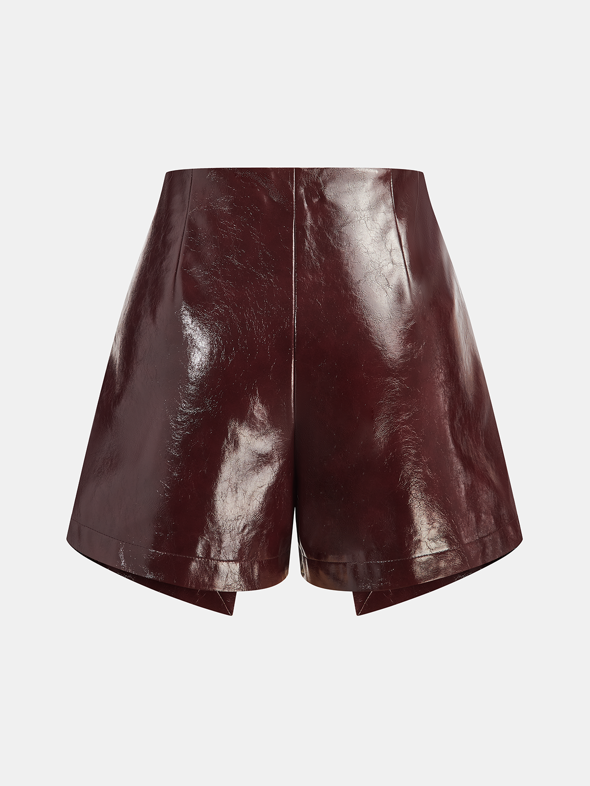 Metal Rose Faux Leather Skort-Chicvia