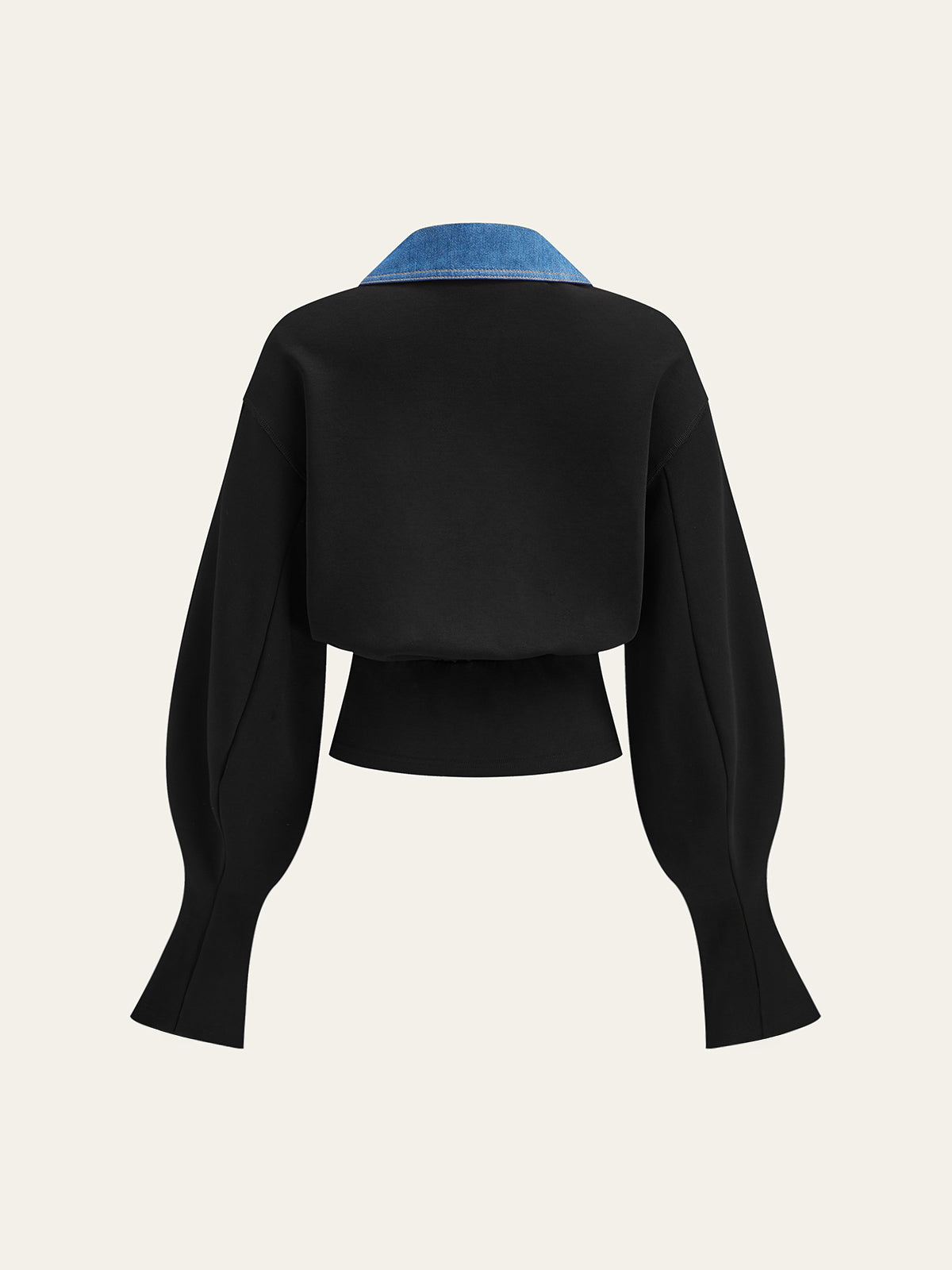 Denim Trim Buttoned Sweater-Chicvia