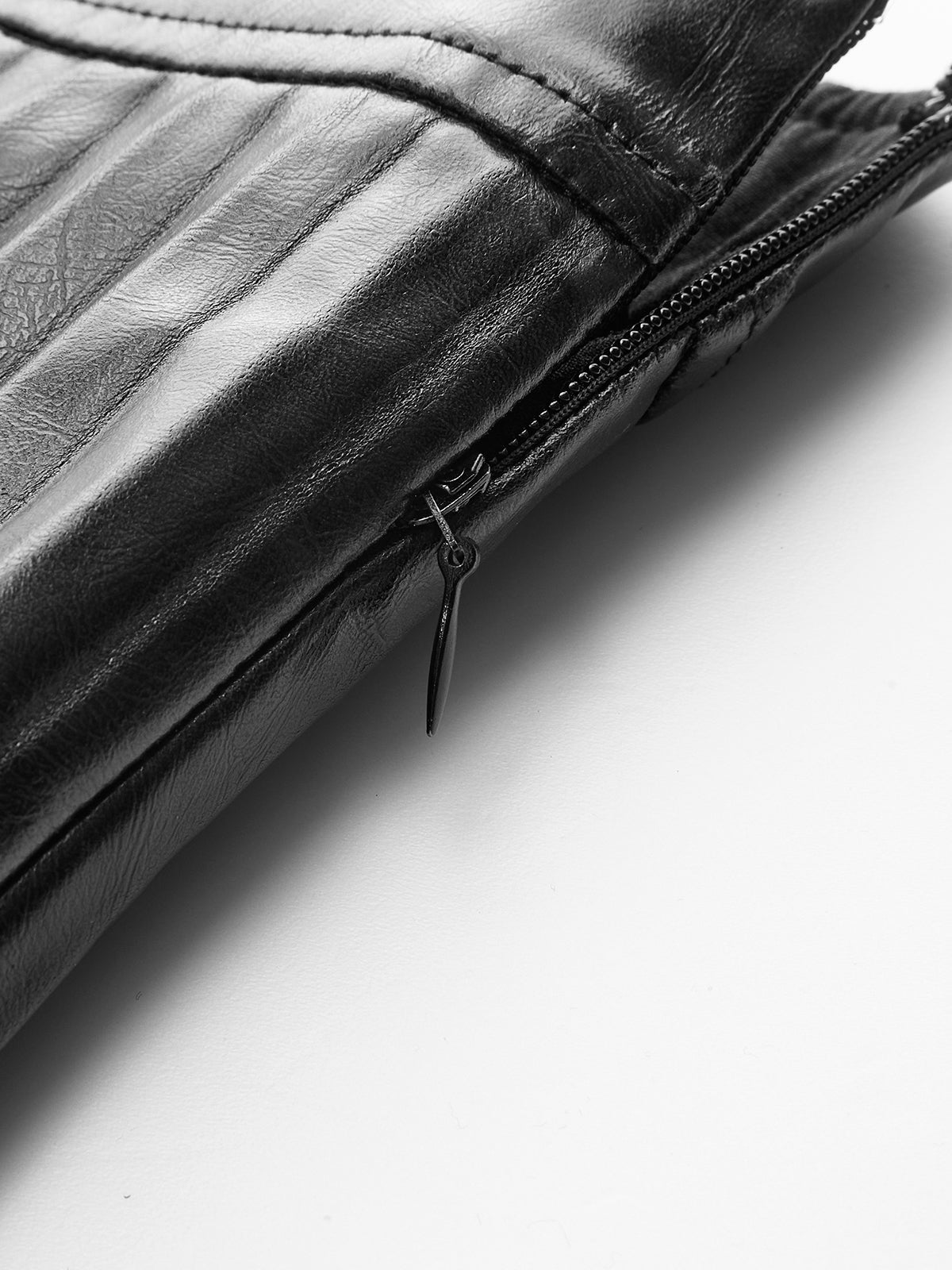 Faux Leather Pleated Lace Mini Skirt-Chicvia