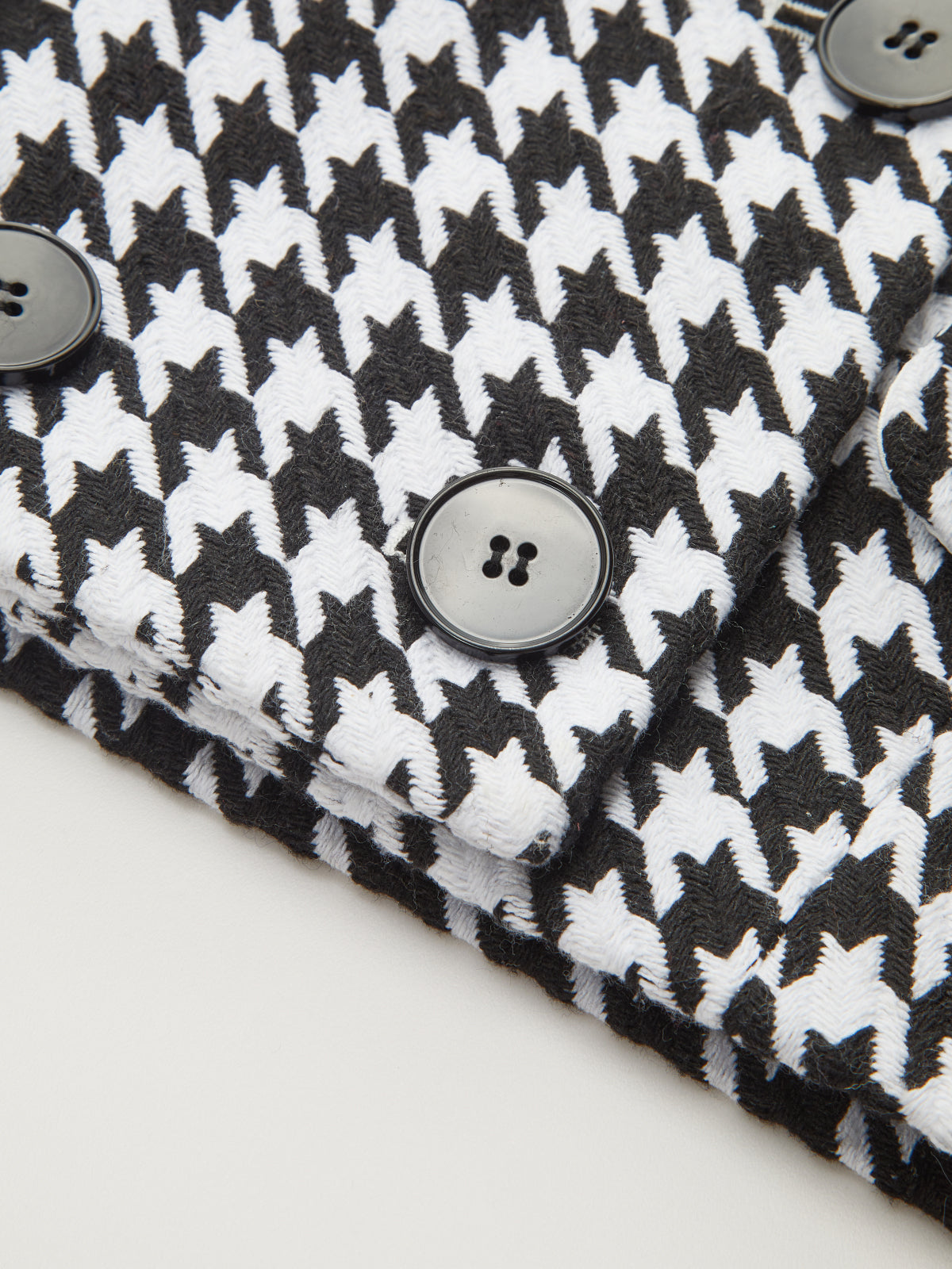 Contrast Collar Houndstooth Tweed Jacket-Chicvia