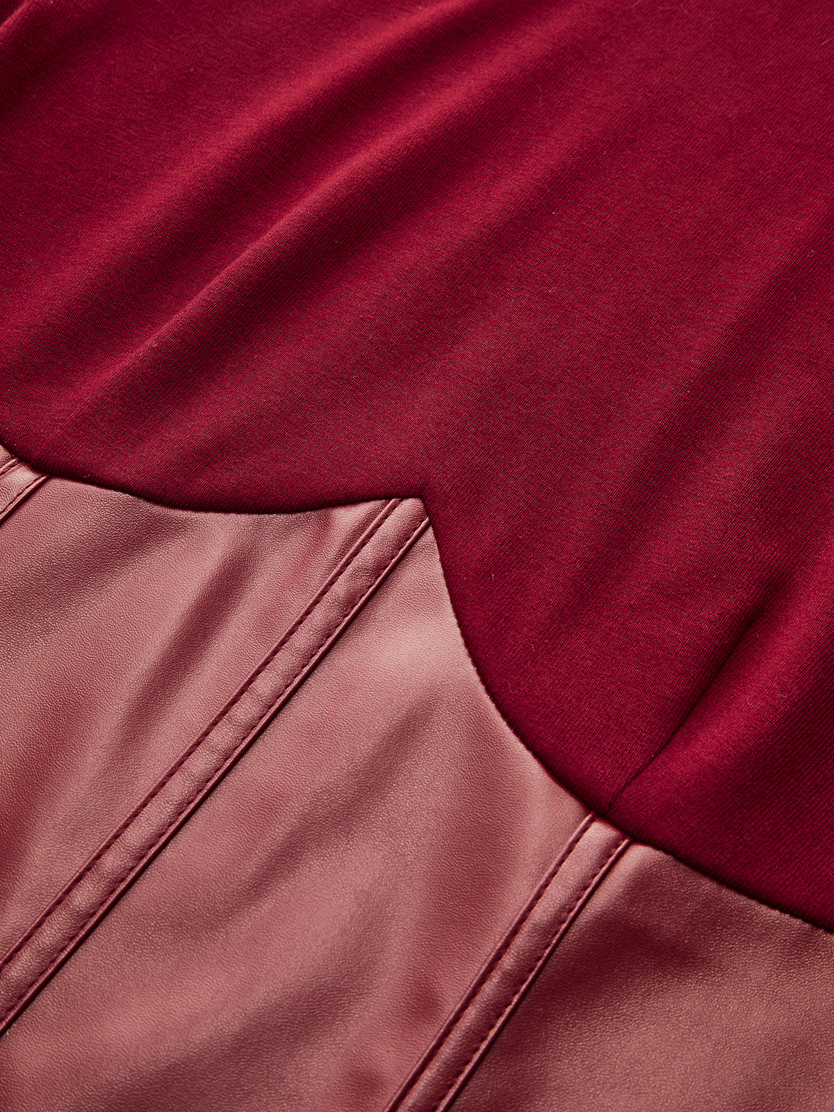 Faux Leather Corset Paneled Mock Neck Top-Chicvia