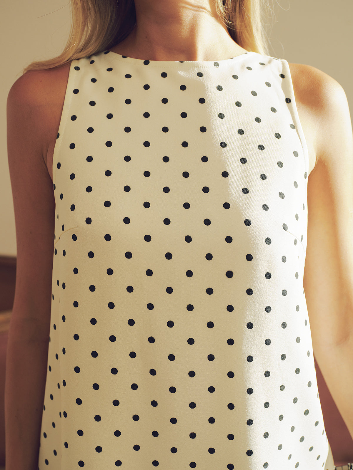 Polka Dot Mini Dress with Back Bow Detail-Chicvia
