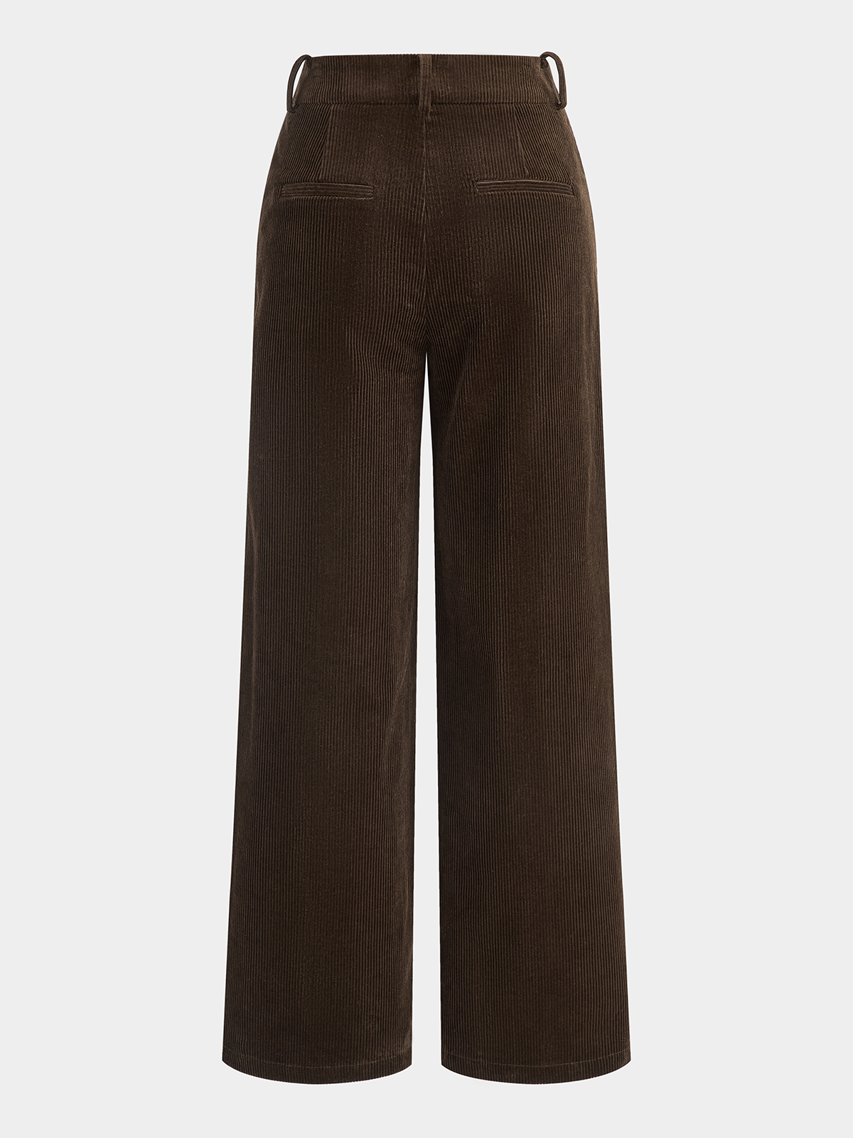 Mid-Waist Corduroy Straight-Leg Pants-Chicvia
