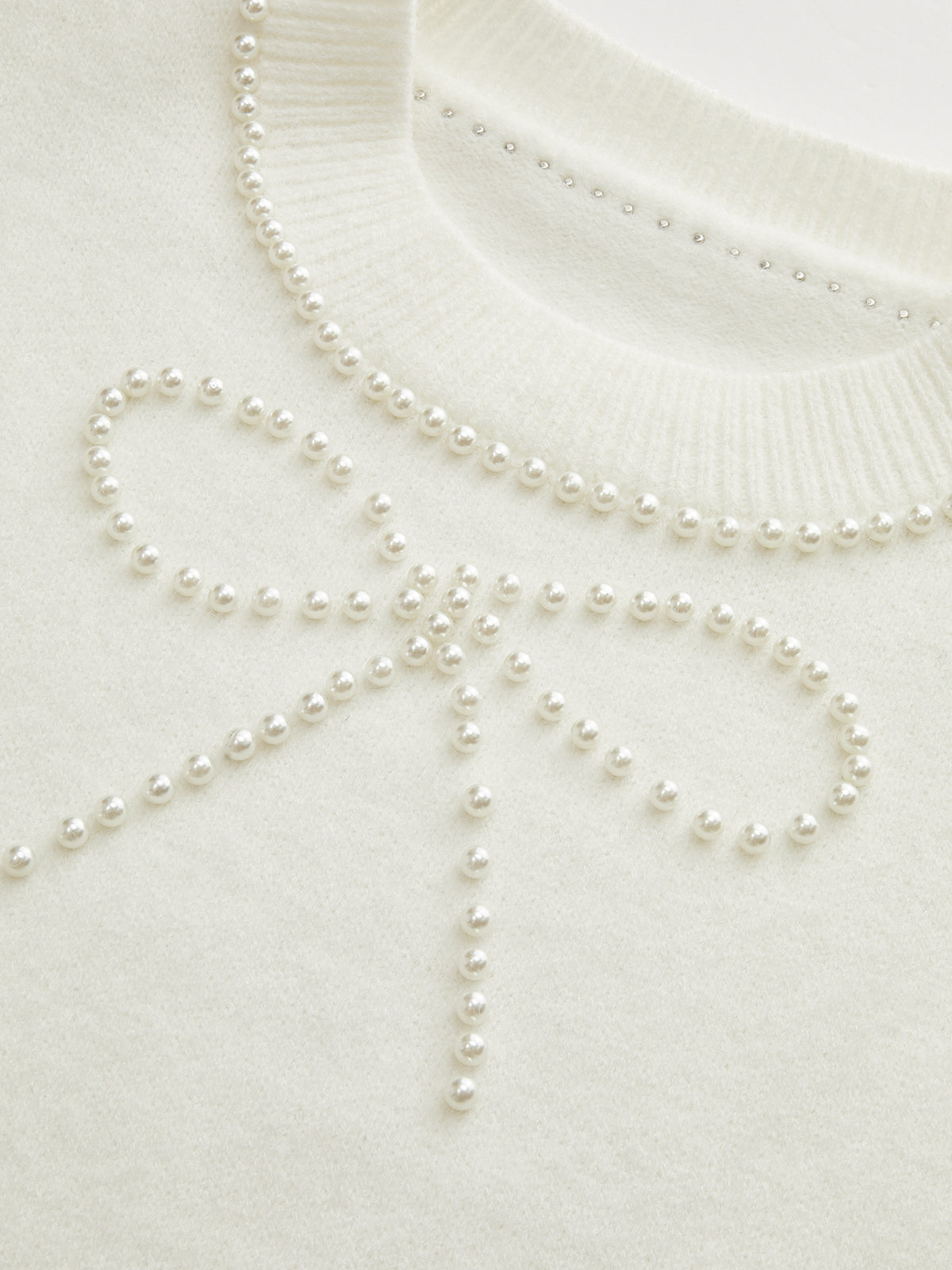 Pearl Bow Detail Cap Sleeve Knit Vest-Chicvia