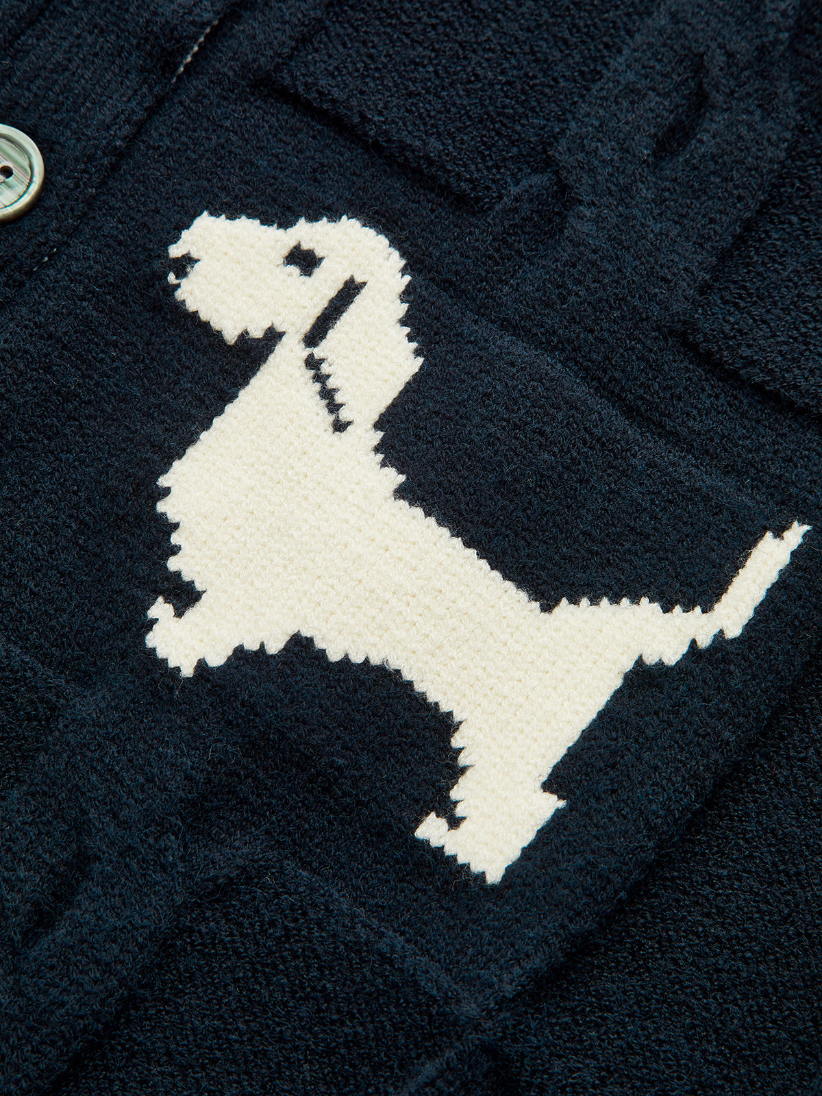 Dog Pattern Cable Knit Cardigan-Chicvia