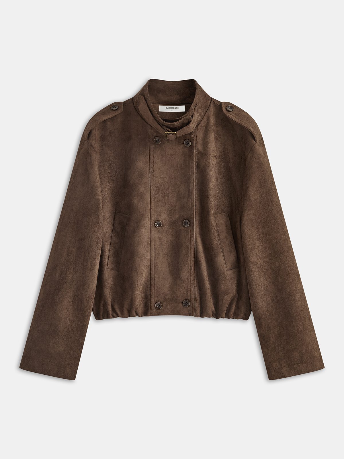 Faux Suede Cropped Biker Jacket-Chicvia