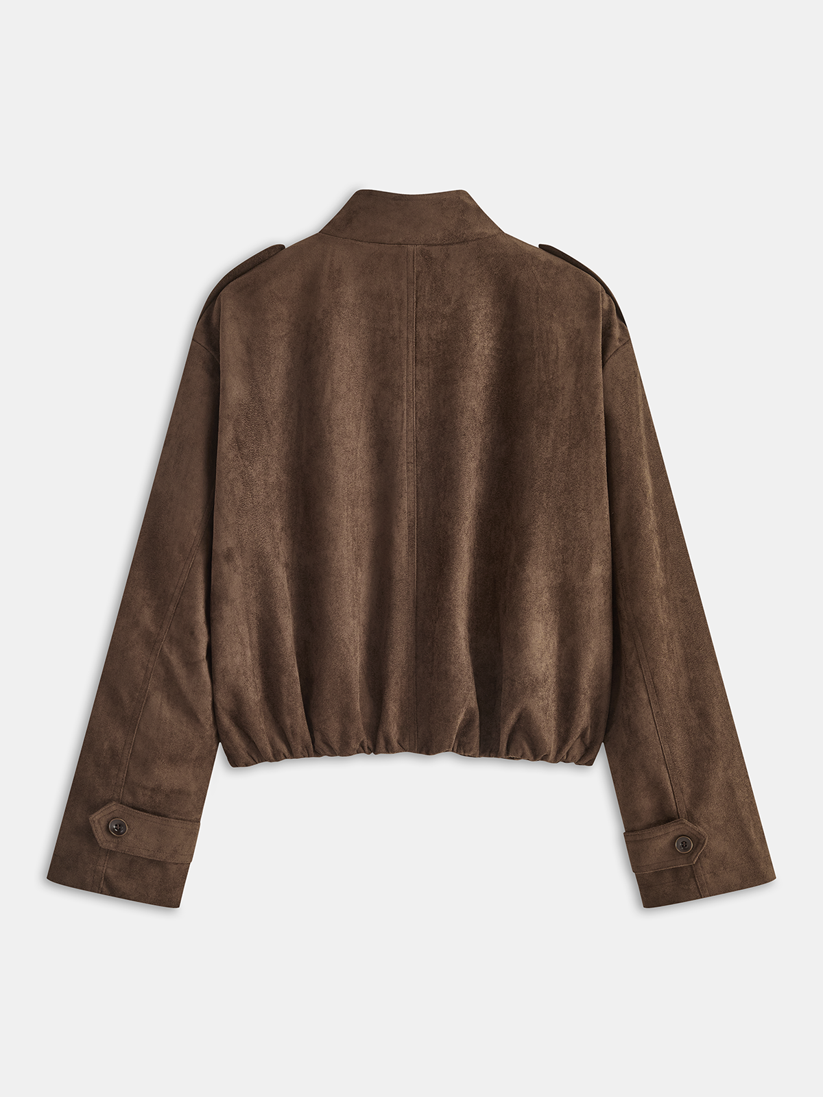 Faux Suede Cropped Biker Jacket-Chicvia