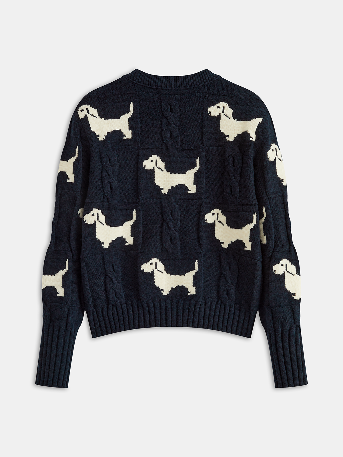 Dog Pattern Cable Knit Cardigan-Chicvia